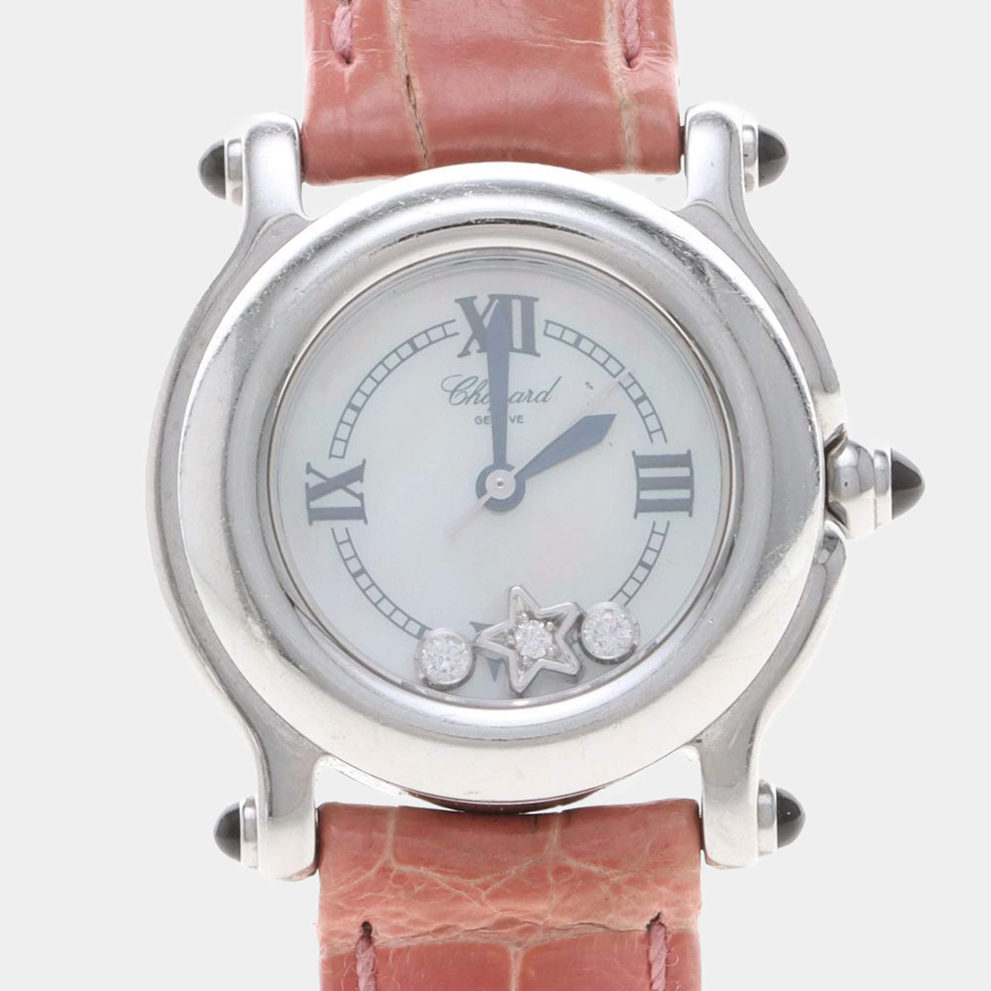 Pre Owned Chopard Happy Sport Diamond 27/8245-36 Quartz Stainless Steel Womens Wristwatch 26 mm