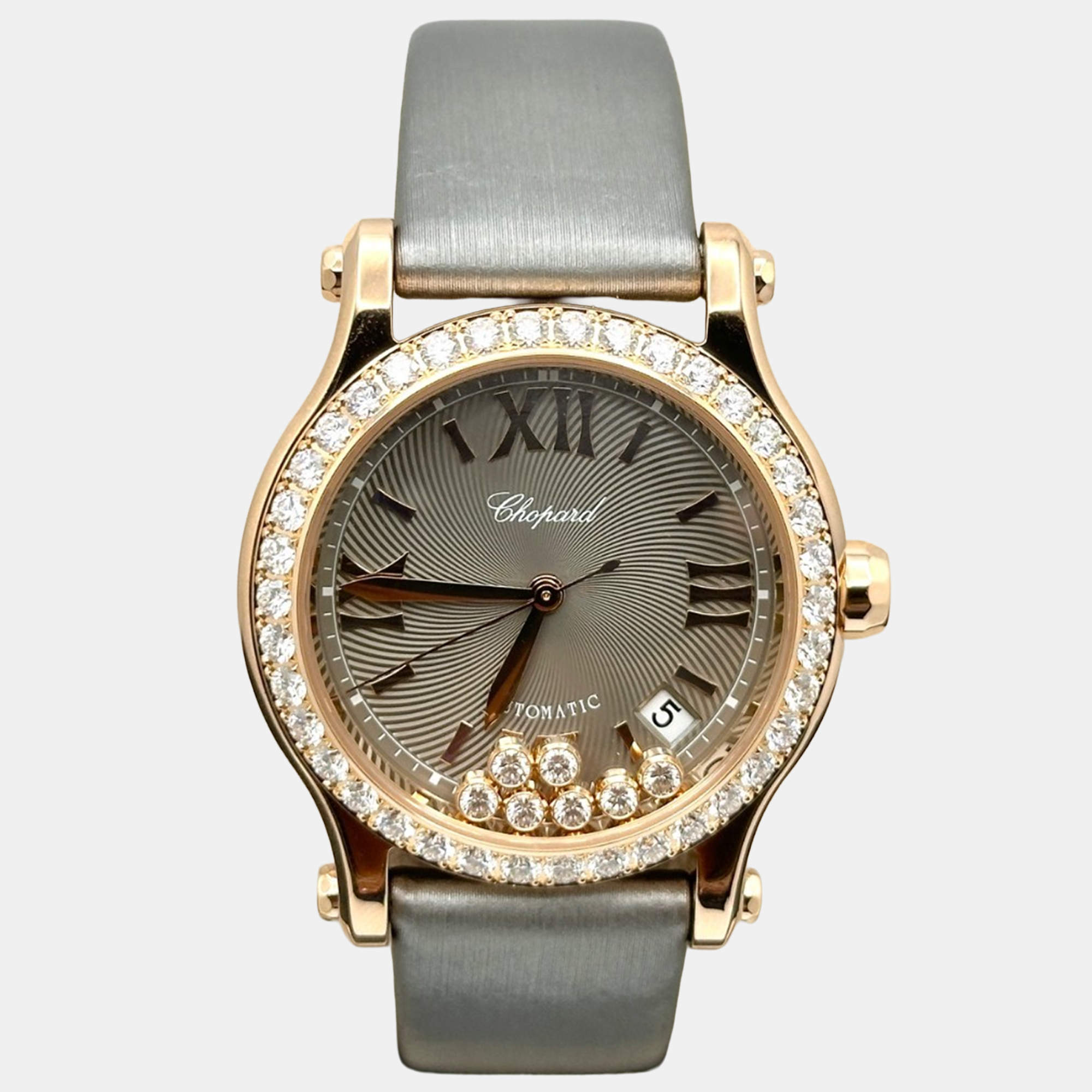 Pre Owned Chopard Happy Sport 274808-5014 Automatic Diamond 18k Rose Gold Women's Wristwatch 36 mm