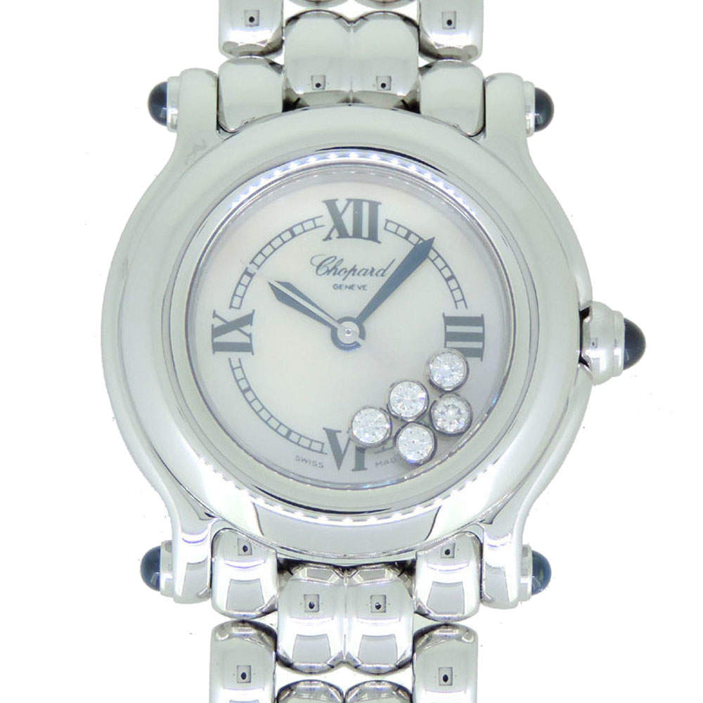 Chopard MOP Stainless Steel Diamonds Happy Sport 8250-23 Women's Wristwatch 26 MM