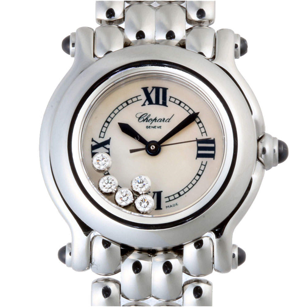 Pre Owned Chopard MOP Diamonds Stainless Steel Happy Sport 8250-23 Women's Wristwatch 26 MM