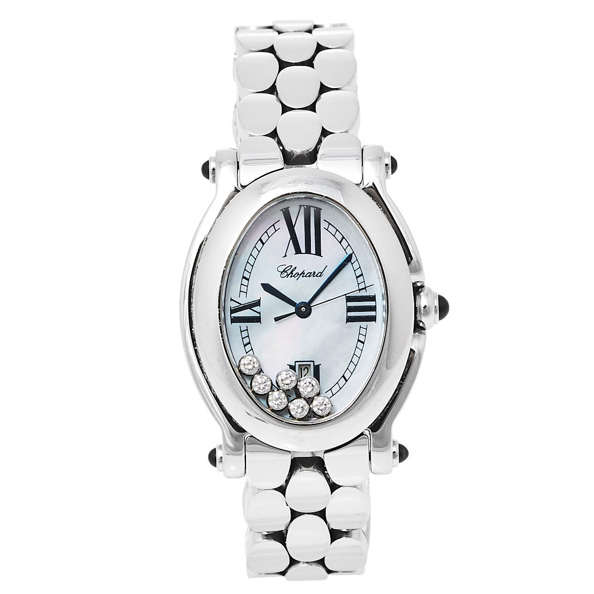 Pre Owned Chopard Mother of Pearl Stainless Steel Diamond Happy Sport 278418-3004 Women's Wristwatch 30 mm