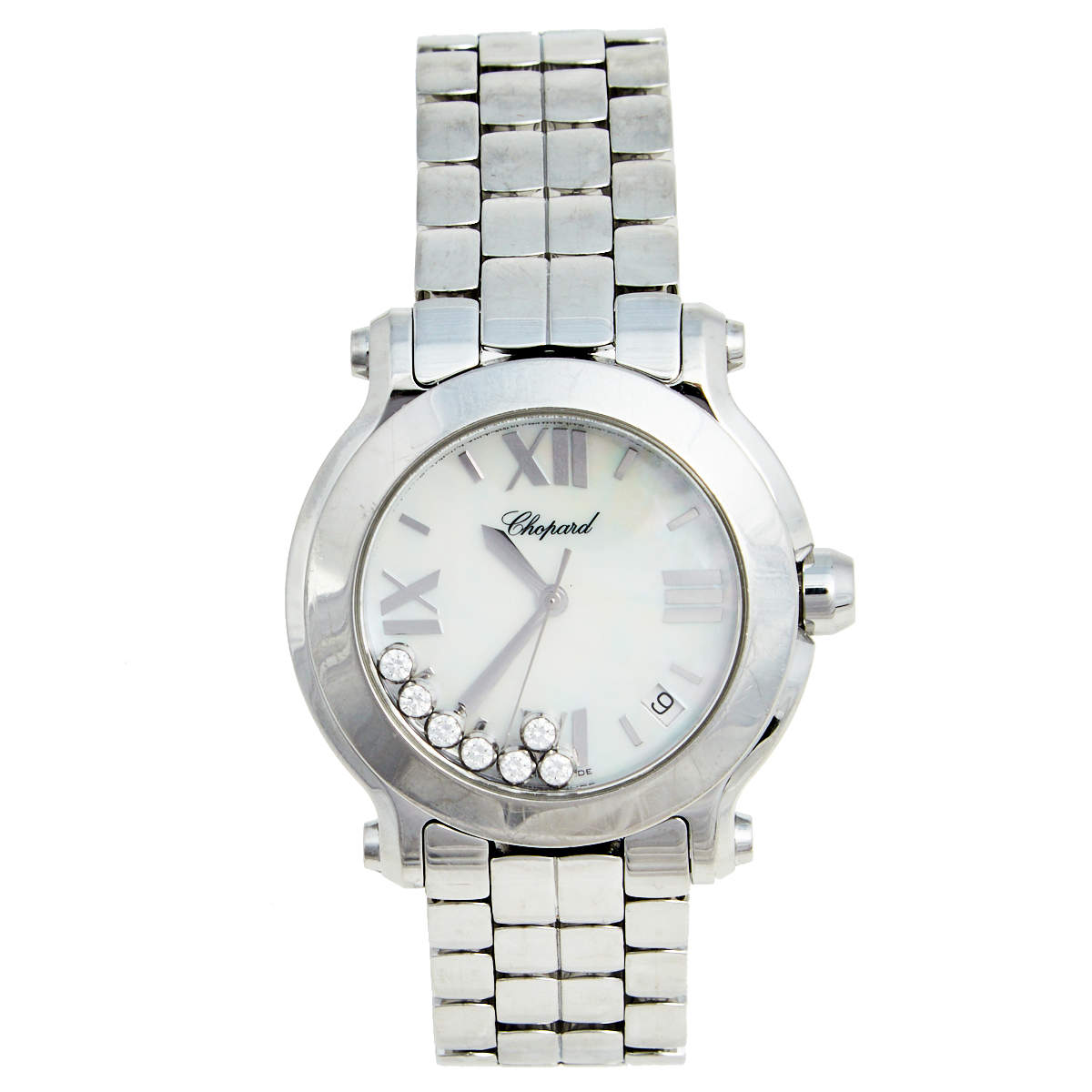 Chopard Mother of Pearl Stainless Steel Happy Sport 8475 Women's Wristwatch 35 mm