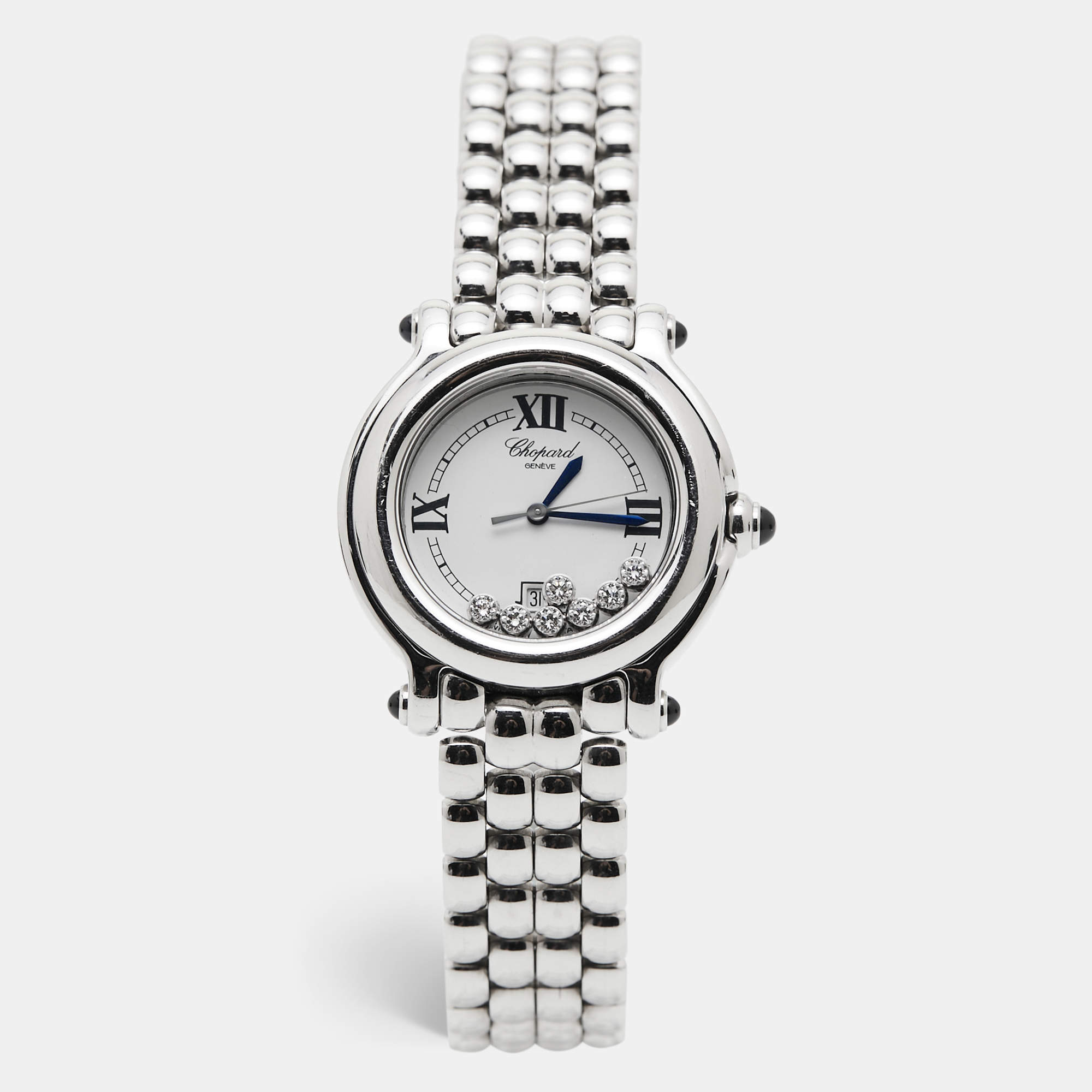 Pre Owned Chopard White Stainless Steel Happy Sport 27/8236-23 Women's Wristwatch 32 mm