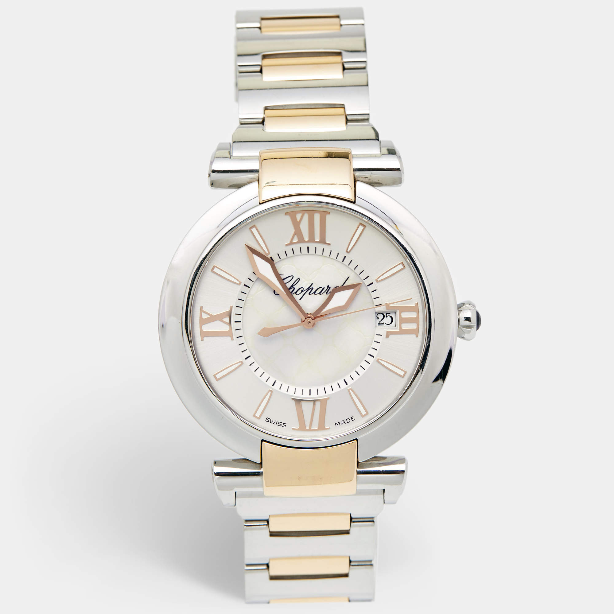 Pre Owned Chopard Mother of Pearl 18k Rose Gold Stainless Steel Imperiale 388531-6002 Women's Wristwatch 40 mm