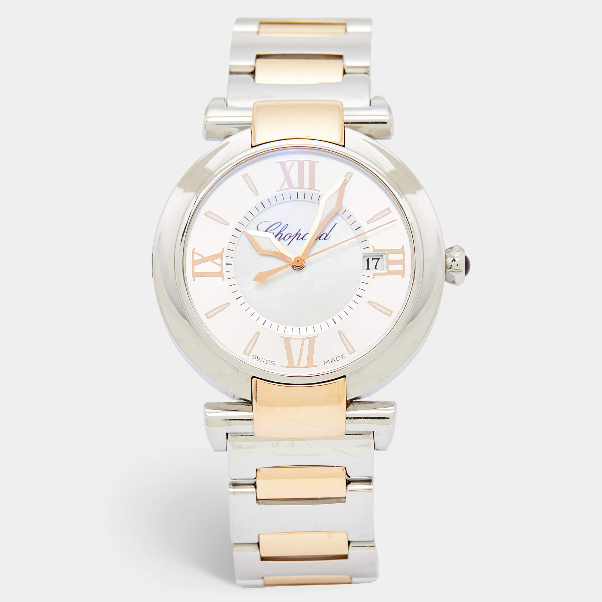 Chopard Silver Mother of Pearl 18K Rose Gold Stainless Steel Imperiale 388532-6001 Women's Wristwatch 36 mm