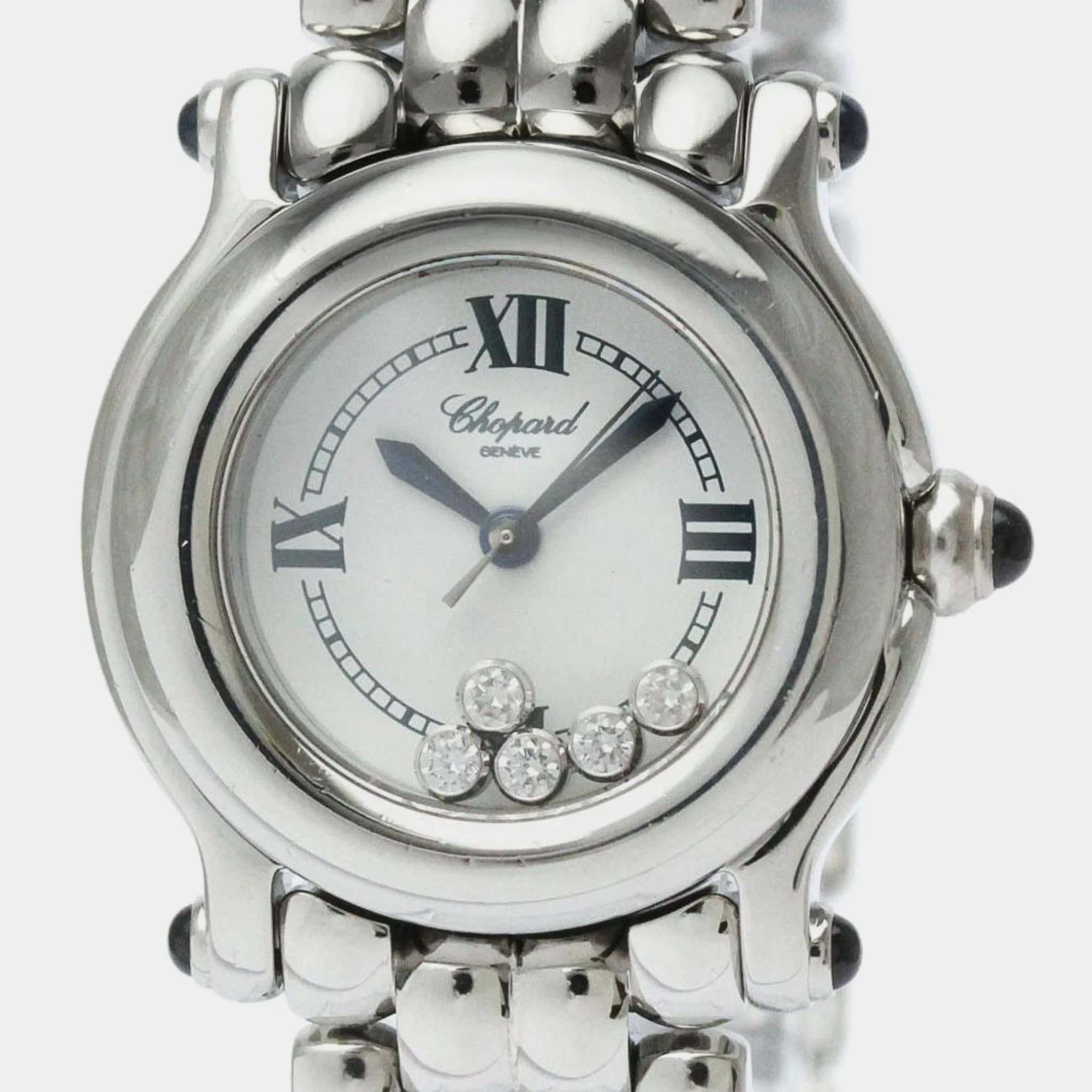 Chopard White Stainless Steel Happy Sport 27/8250-23 Quartz Women's Wristwatch 26 mm
