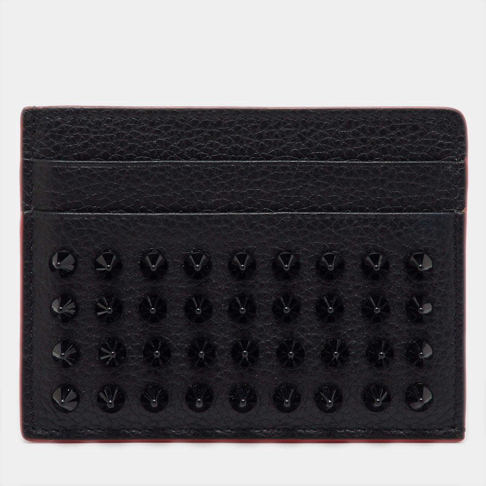 Christian Louboutin Black Leather Kios Spike Card Holder