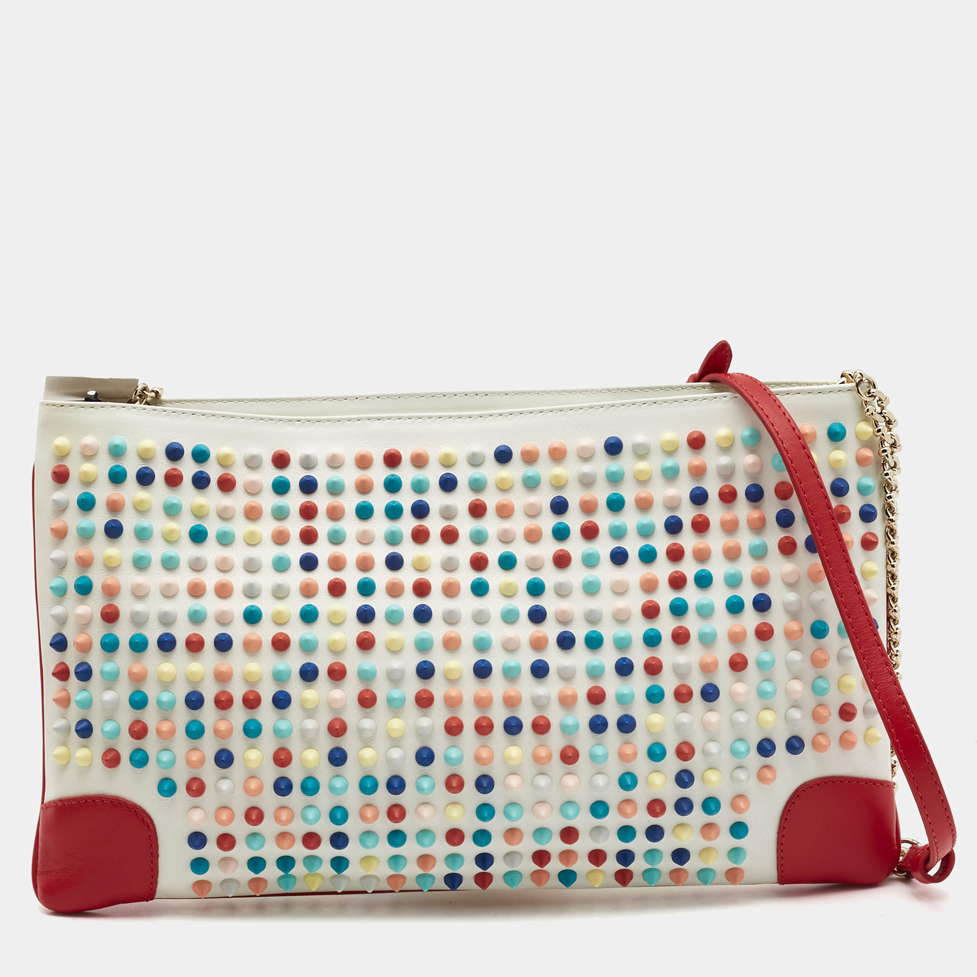 Christian Louboutin Multicolour Leather Loupibosh Spike Clutch Bag