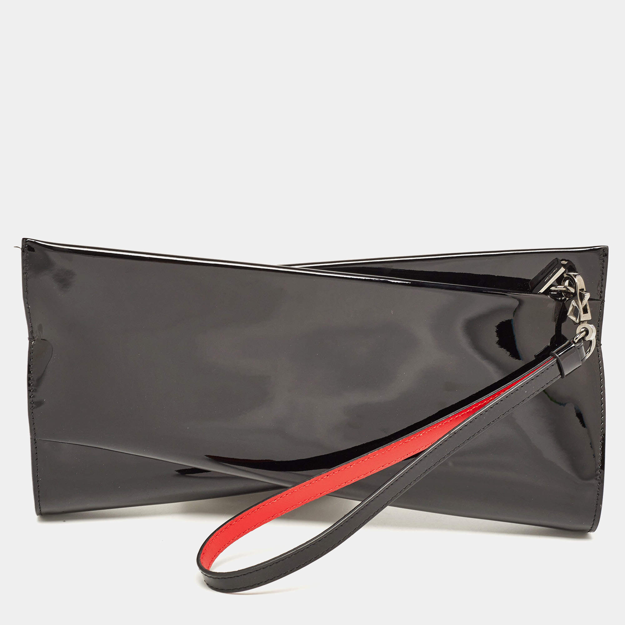 Christian Louboutin Black Patent Leather Loubitwist Clutch