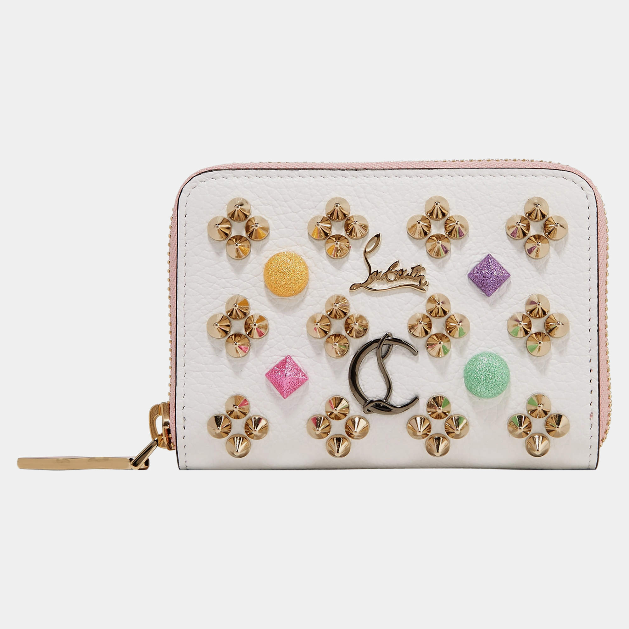 Christian Louboutin Leather Studded Coin Zip Wallet