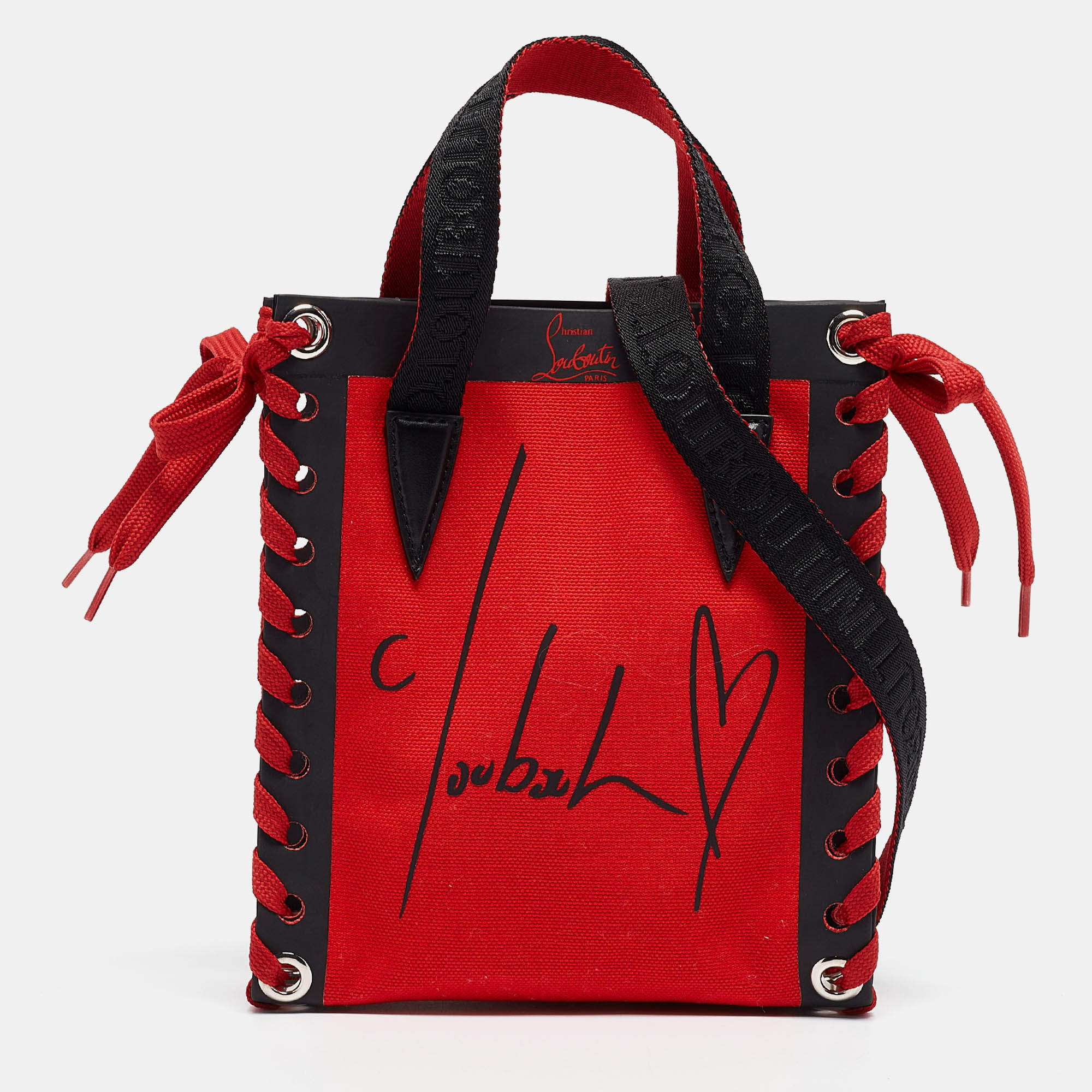 Christian Louboutin Red Canvas Mini Cabalace Tote