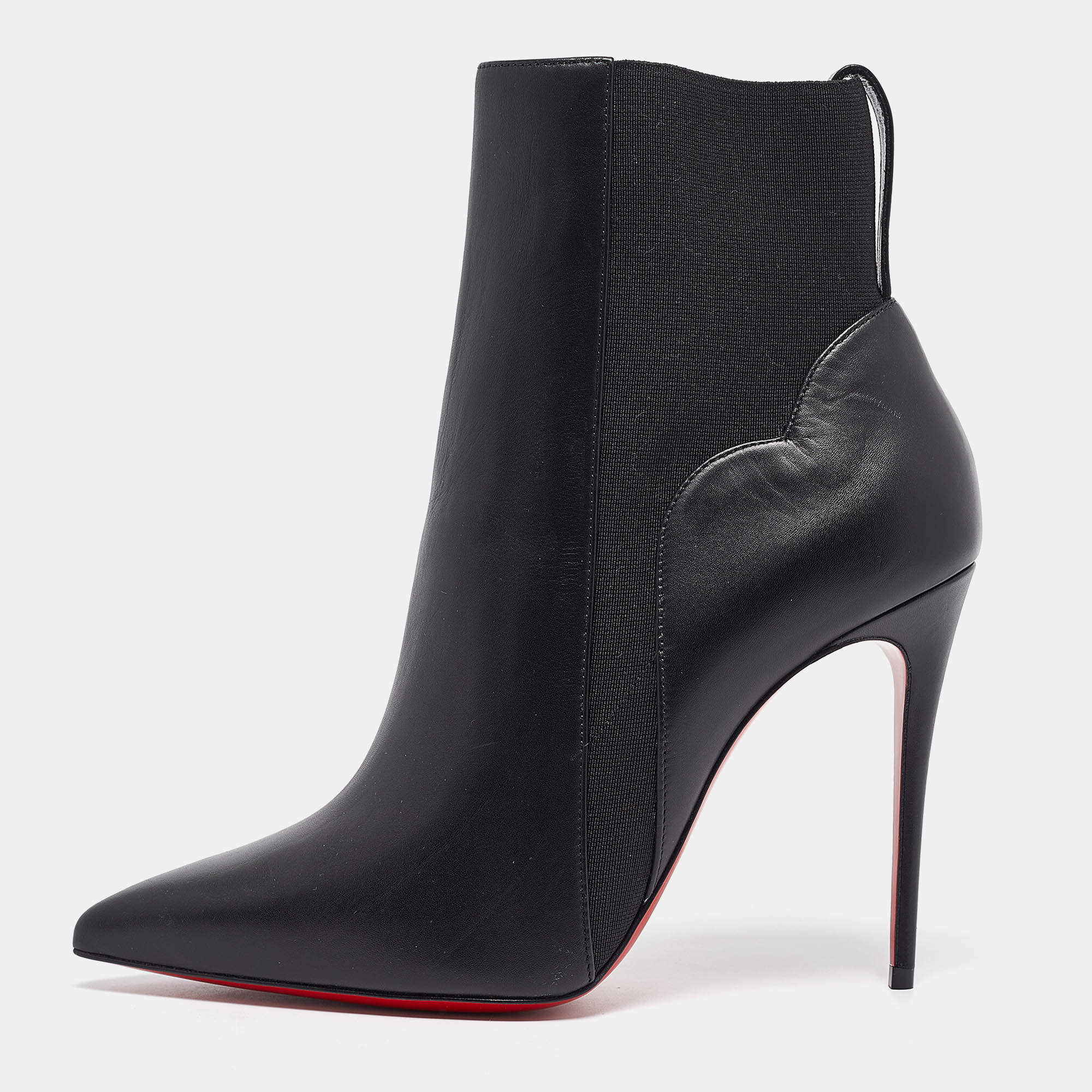 Christian Louboutin Black Leather Ankle Length Boots Size 38.5 Christian Louboutin TLC