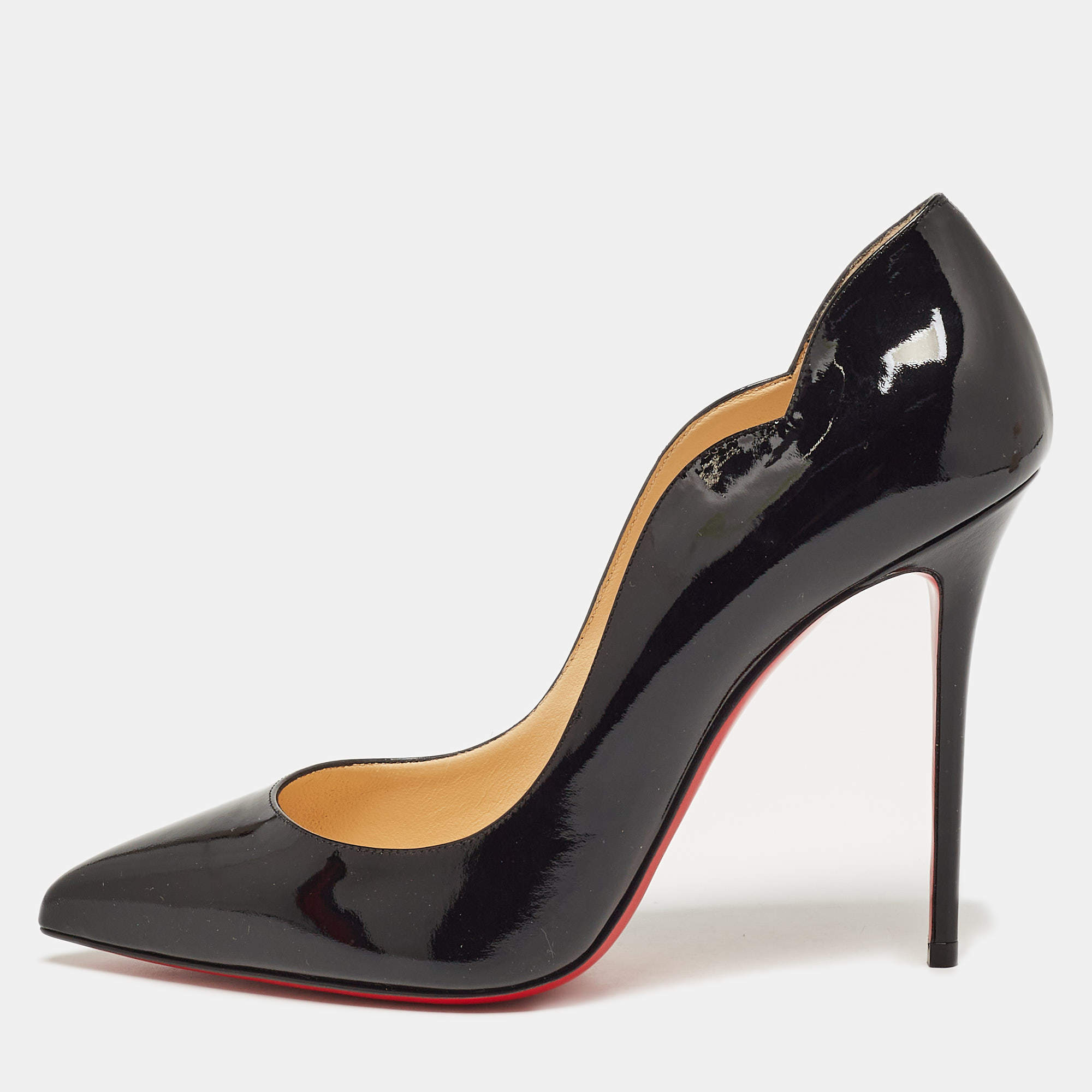 Pre Owned Christian Louboutin Black Patent Leather Hot Chick Pumps Size 41