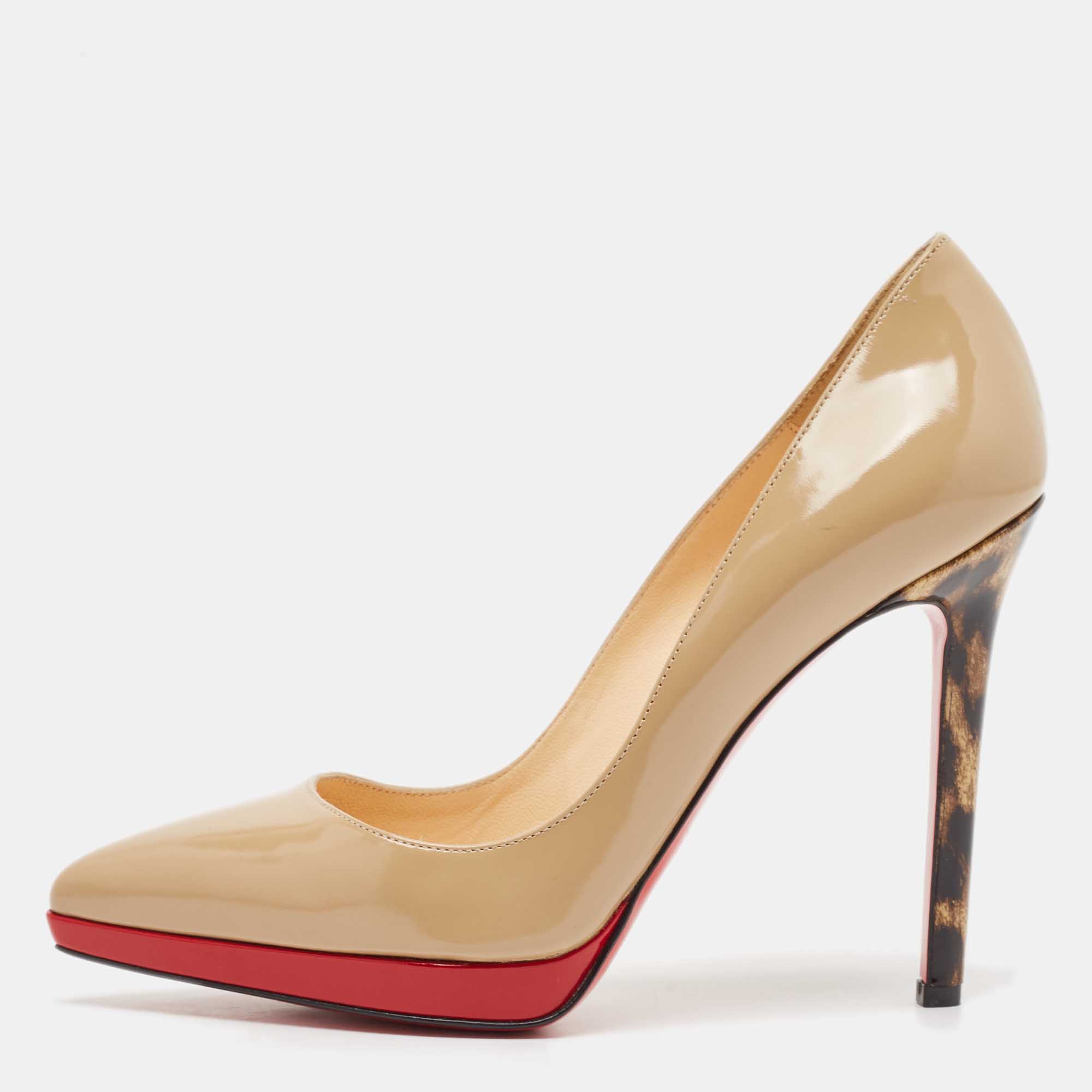 Christian Louboutin Beige Leather Pigalle Plato Pumps Size 36