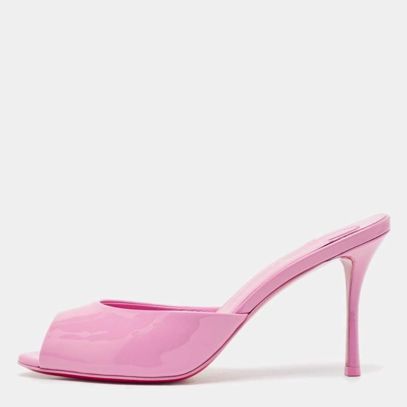 Pre Owned Christian Louboutin Pink Patent Leather Me Dolly Slide Sandals Size 37