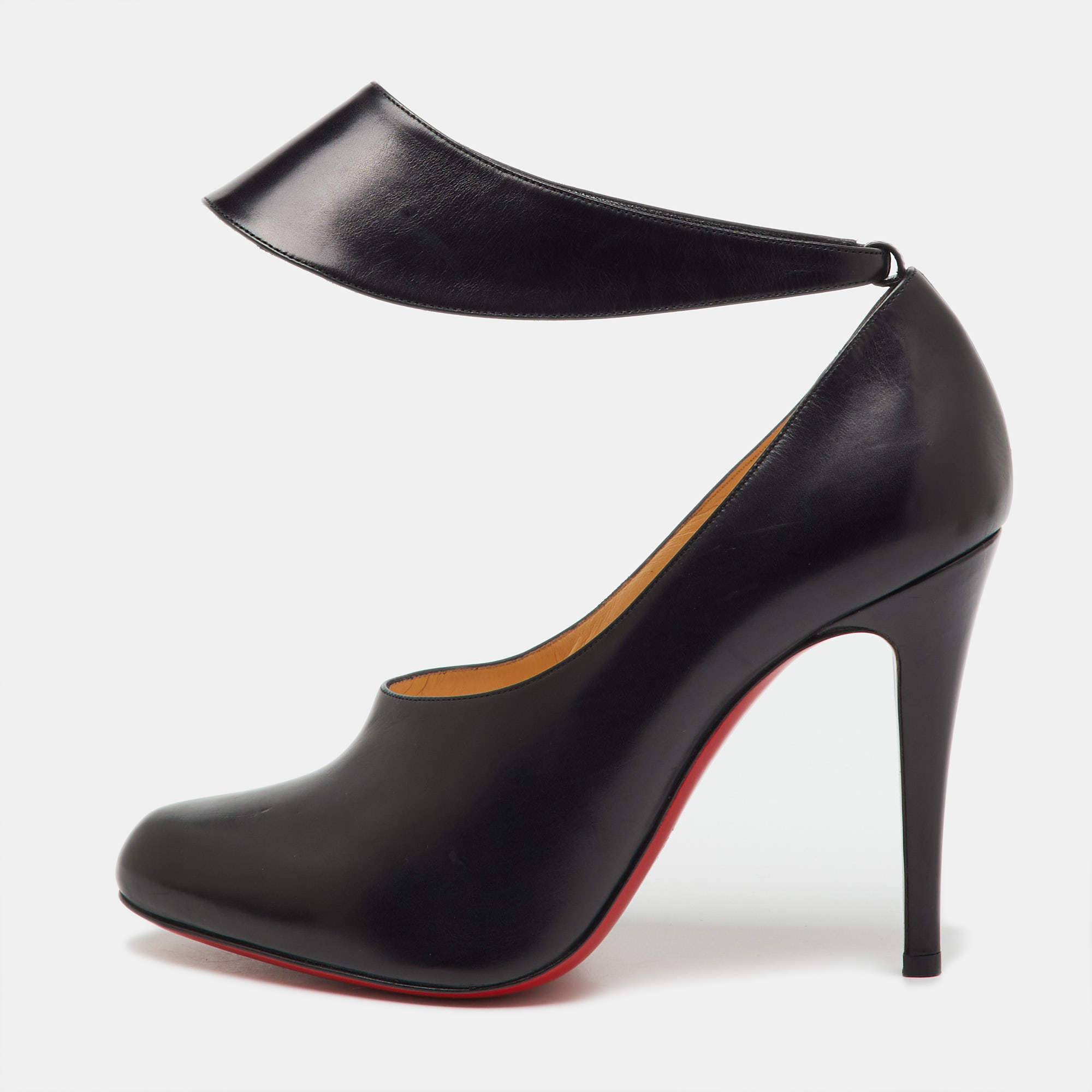 Pre Owned Christian Louboutin Black Leather Miss Zorra Pumps Size 40