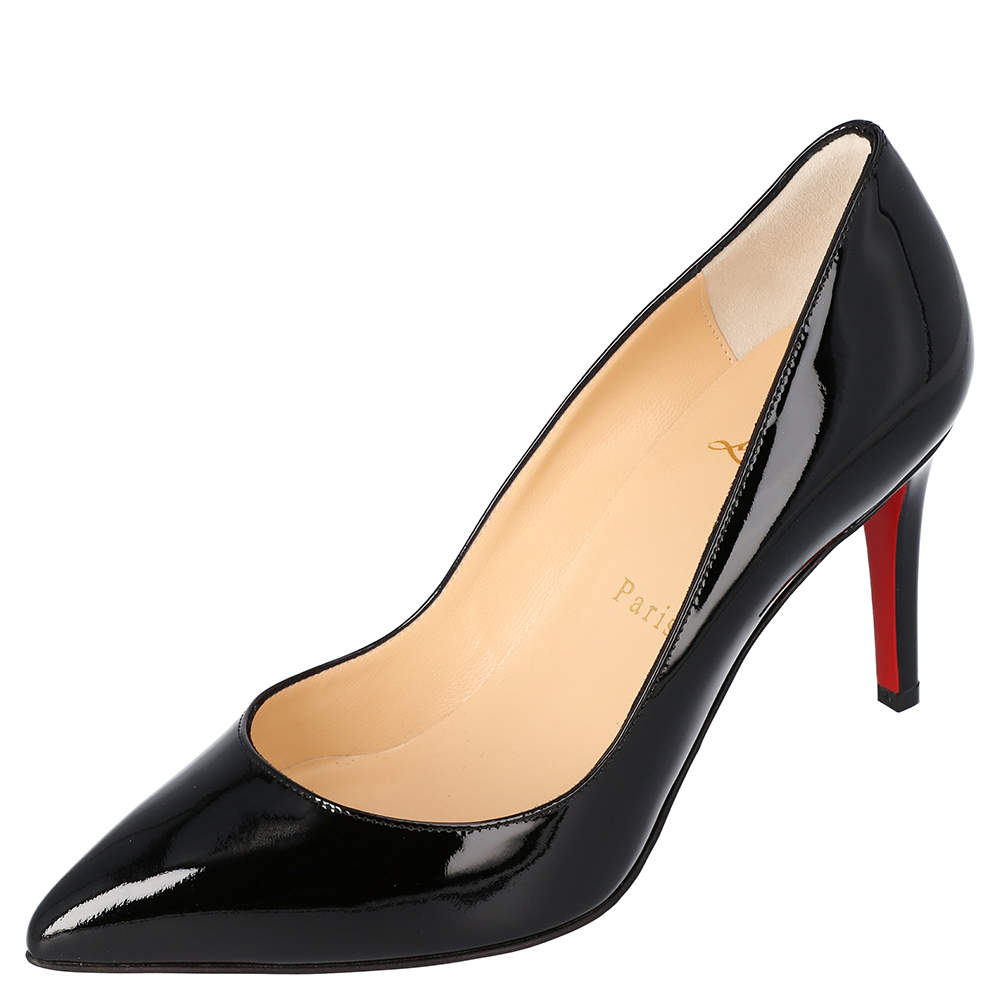 Christian Louboutin Black Patent Leather Pigalle Pointed Toe Pumps Size 38