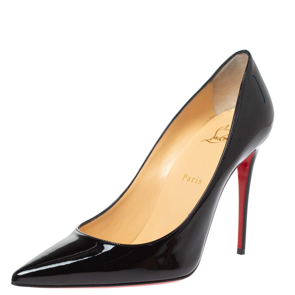 Pre Owned Christian Louboutin Black Patent Leather So Kate Pointed Toe Pumps Size 40.5