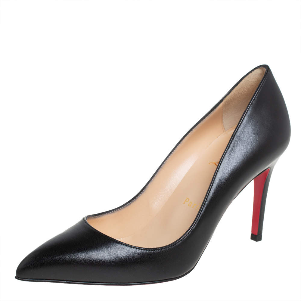 Pre Owned Christian Louboutin Black Leather Pigalle Pointed Toe Pumps Size 37