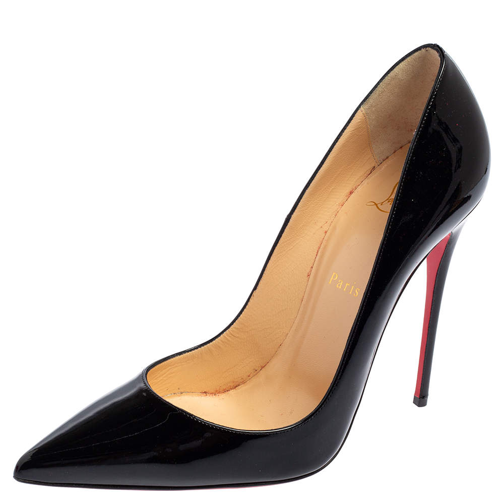 Christian Louboutin Black Patent Leather So Kate Pointed Toe Pumps Size ...