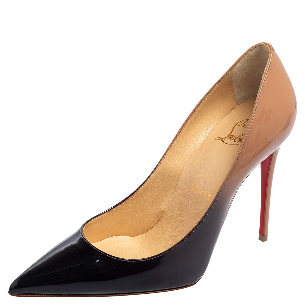 Christian Louboutin Ombre Beige/Black Patent Leather So Kate Pumps Size ...