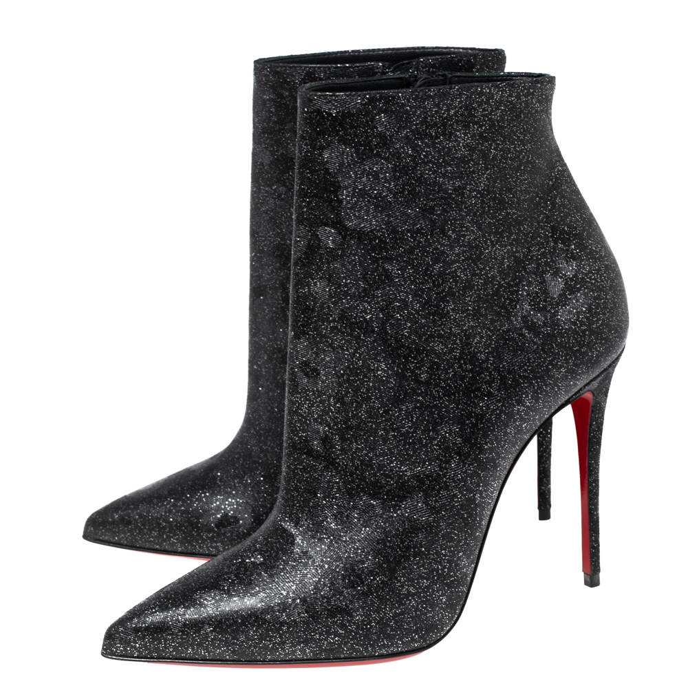 Christian Louboutin Black Leather So Kate 100 Kid Flinstar Ankle