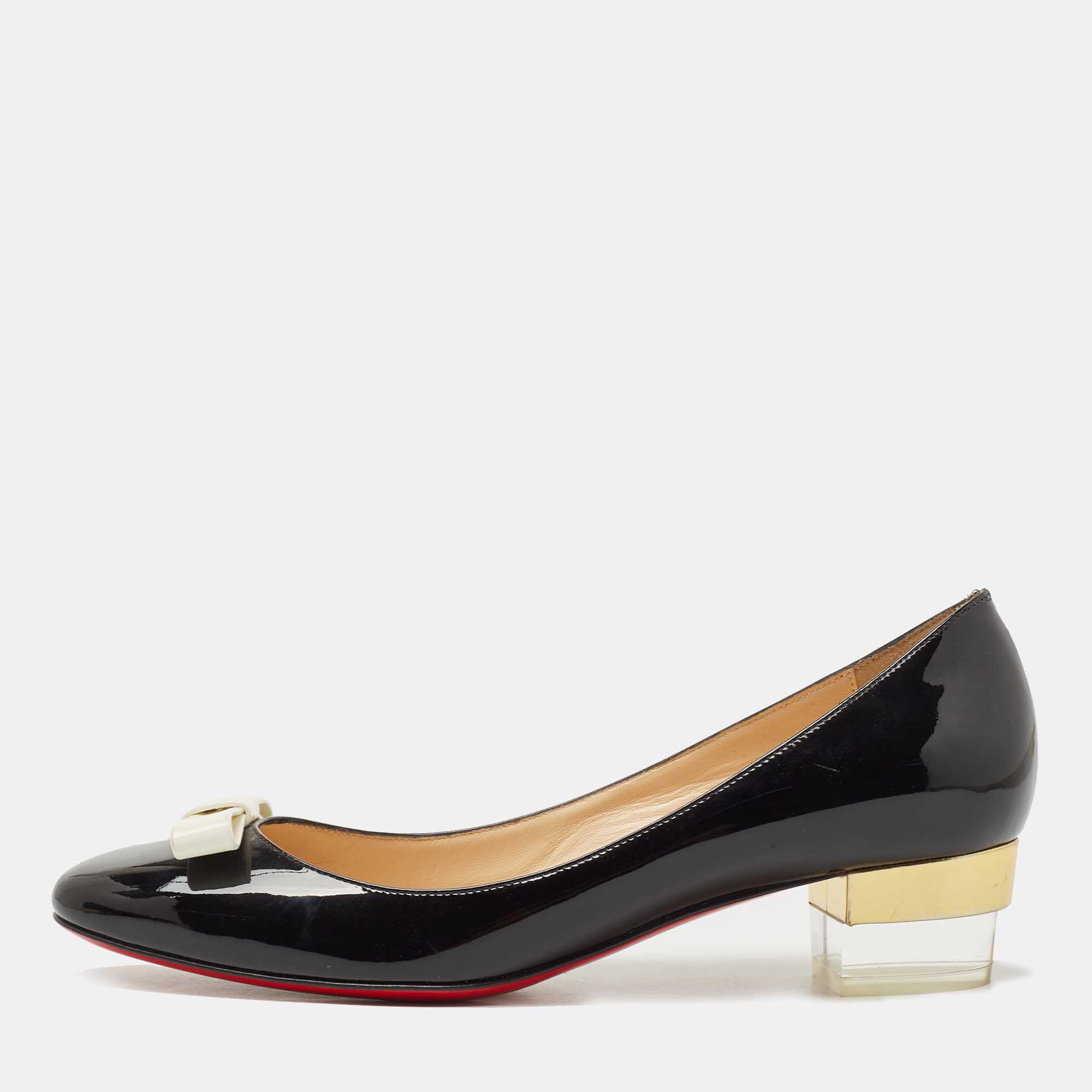 Pre Owned Christian Louboutin Black Patent Leather Zerlisixty Pumps Size 39