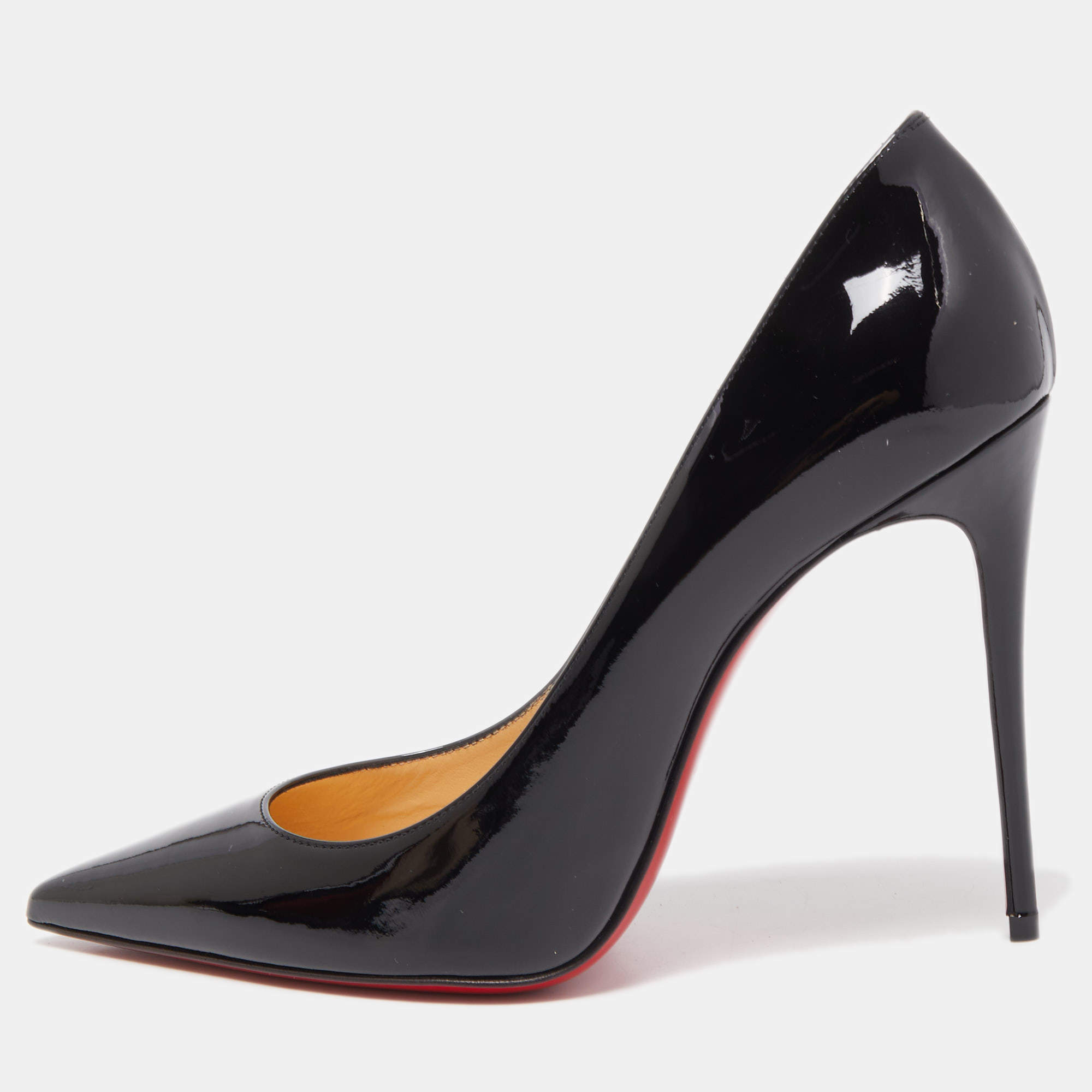 Pre Owned Christian Louboutin Black Patent Leather Kate Pumps Size 38