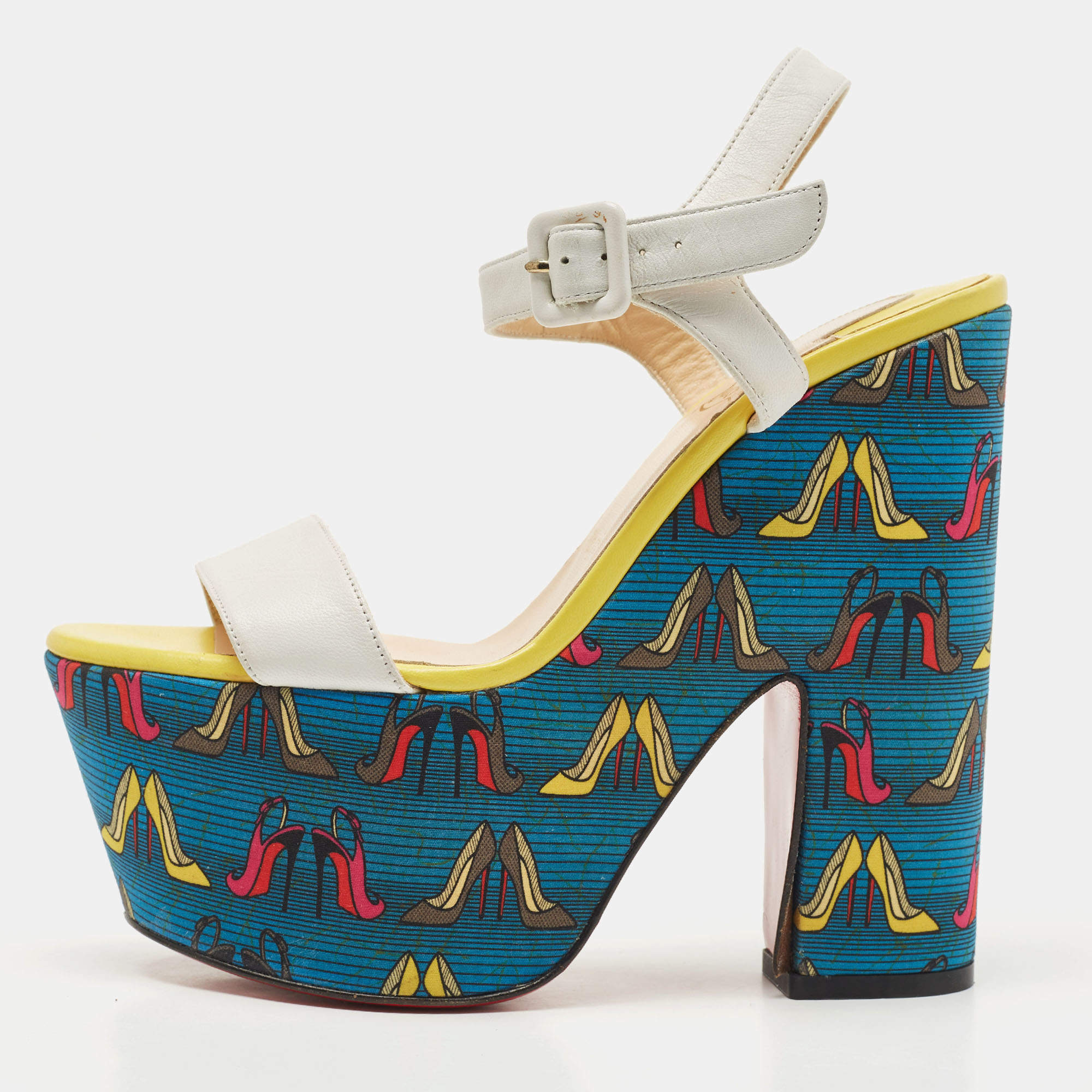 Pre Owned Christian Louboutin White Leather Bella Tige Sandals Size 37