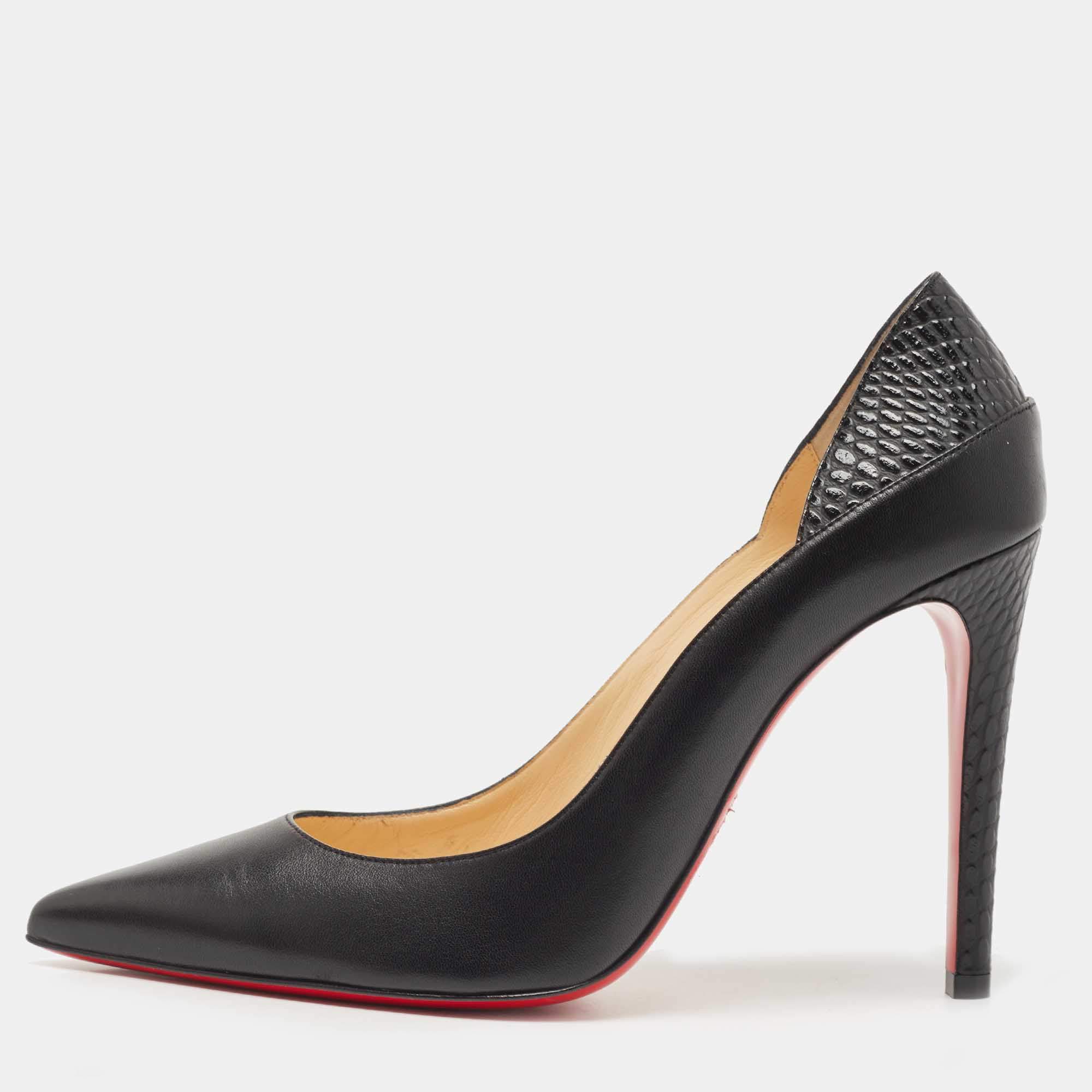 Pre Owned Christian Louboutin Black Leather Maastricht Pumps Size 40