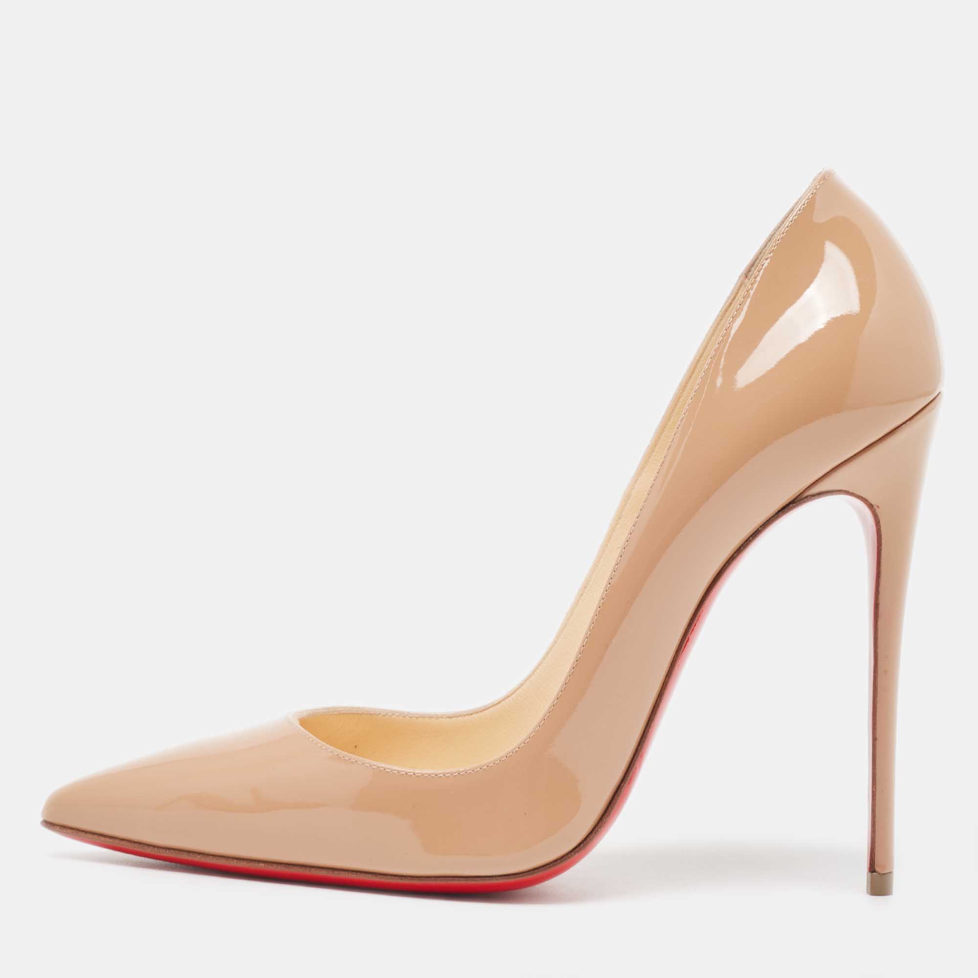 Christian Louboutin Beige Patent So Kate Pumps Size 38.5 Christian ...