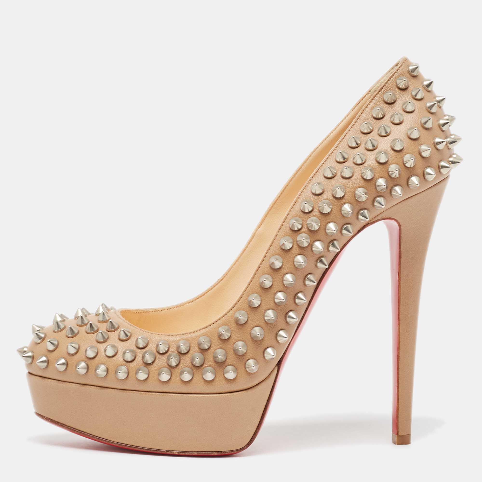 Christian Louboutin Brown Leather Spike Pumps Size 39