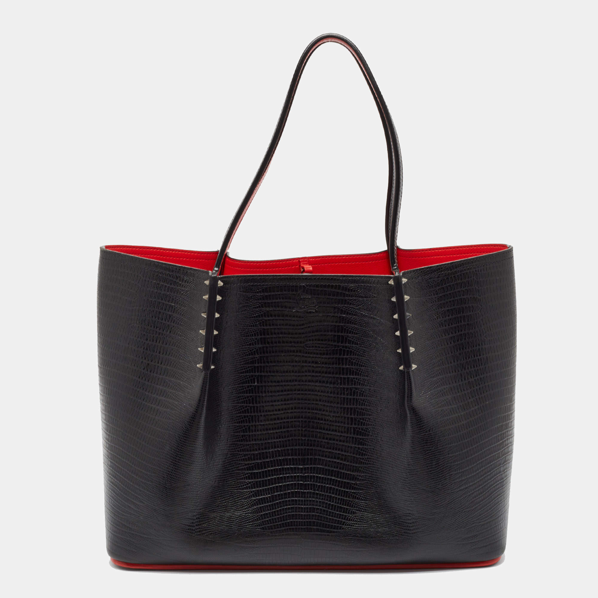 Christian Louboutin Black Lizard Embossed Leather Cabarock Shopper Tote