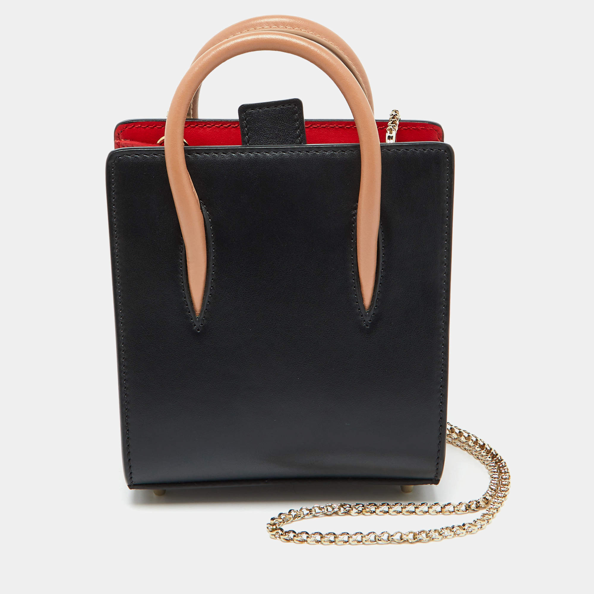 Pre Owned Christian Louboutin Black Leather Nano 2Way Spike Paloma Tote