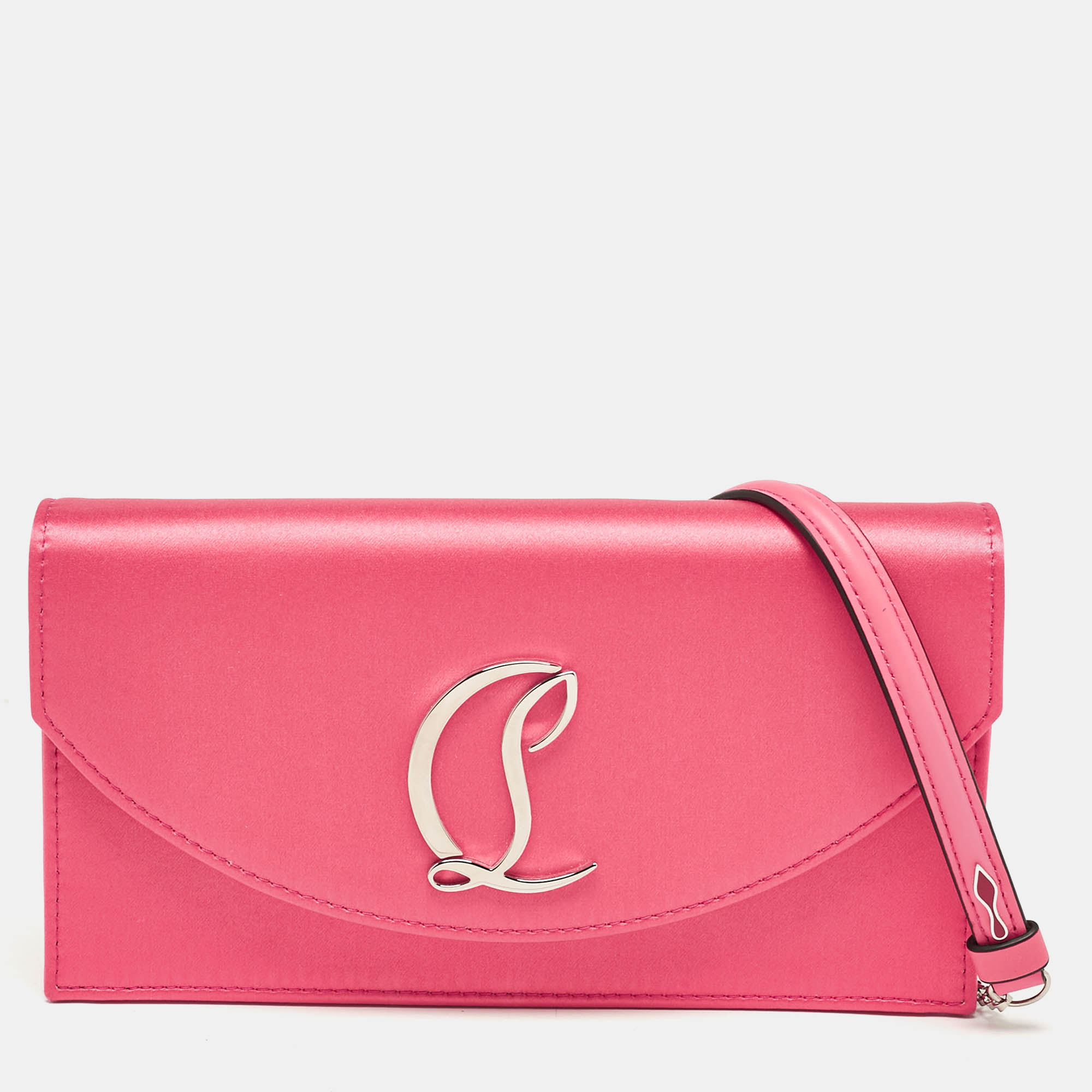 Christian Louboutin Pink Satin Loubi154 Clutch Bag