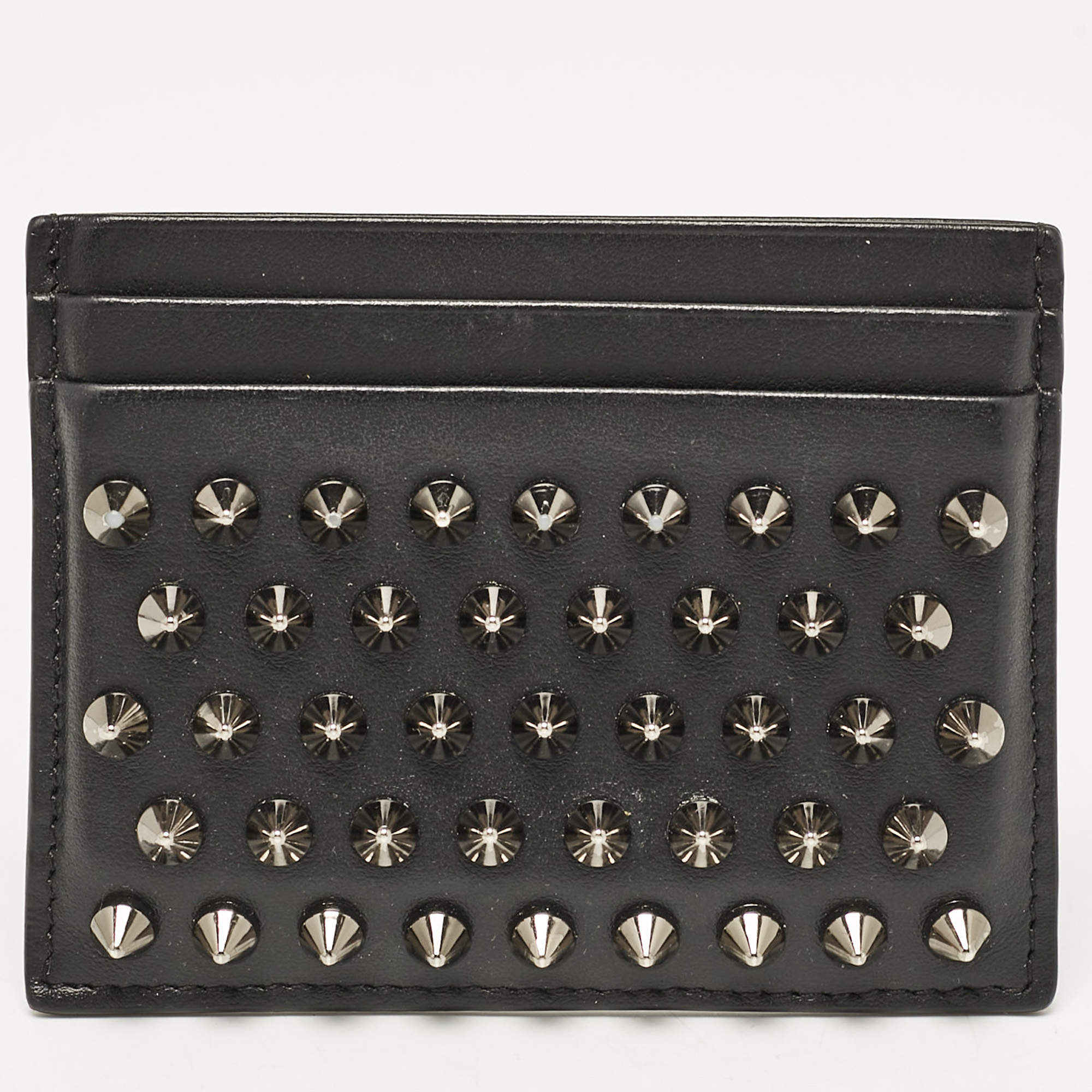 Christian Louboutin Black Leather Spike Kios Card Holder