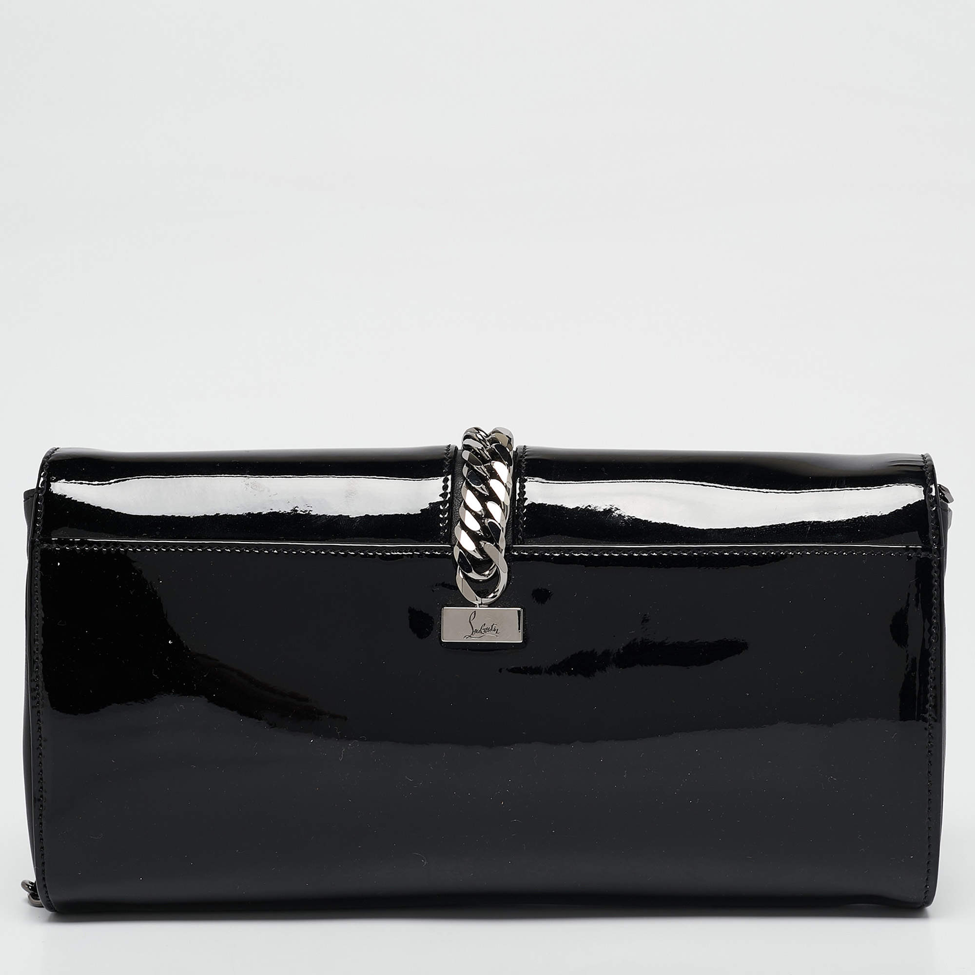 Christian Louboutin Black Patent Leather Catalina Clutch