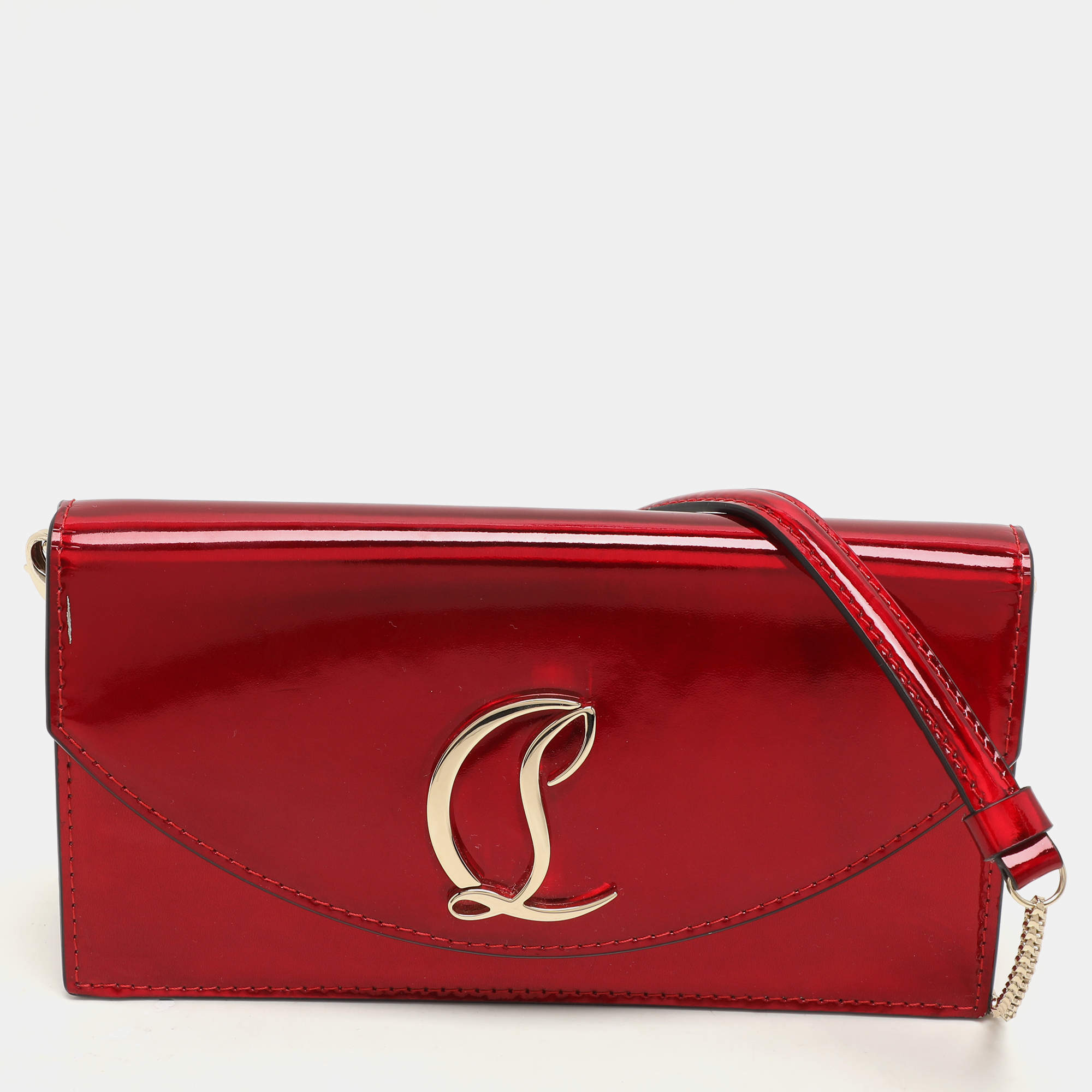 Christian Louboutin Red Patent Leather Loubi54 Clutch