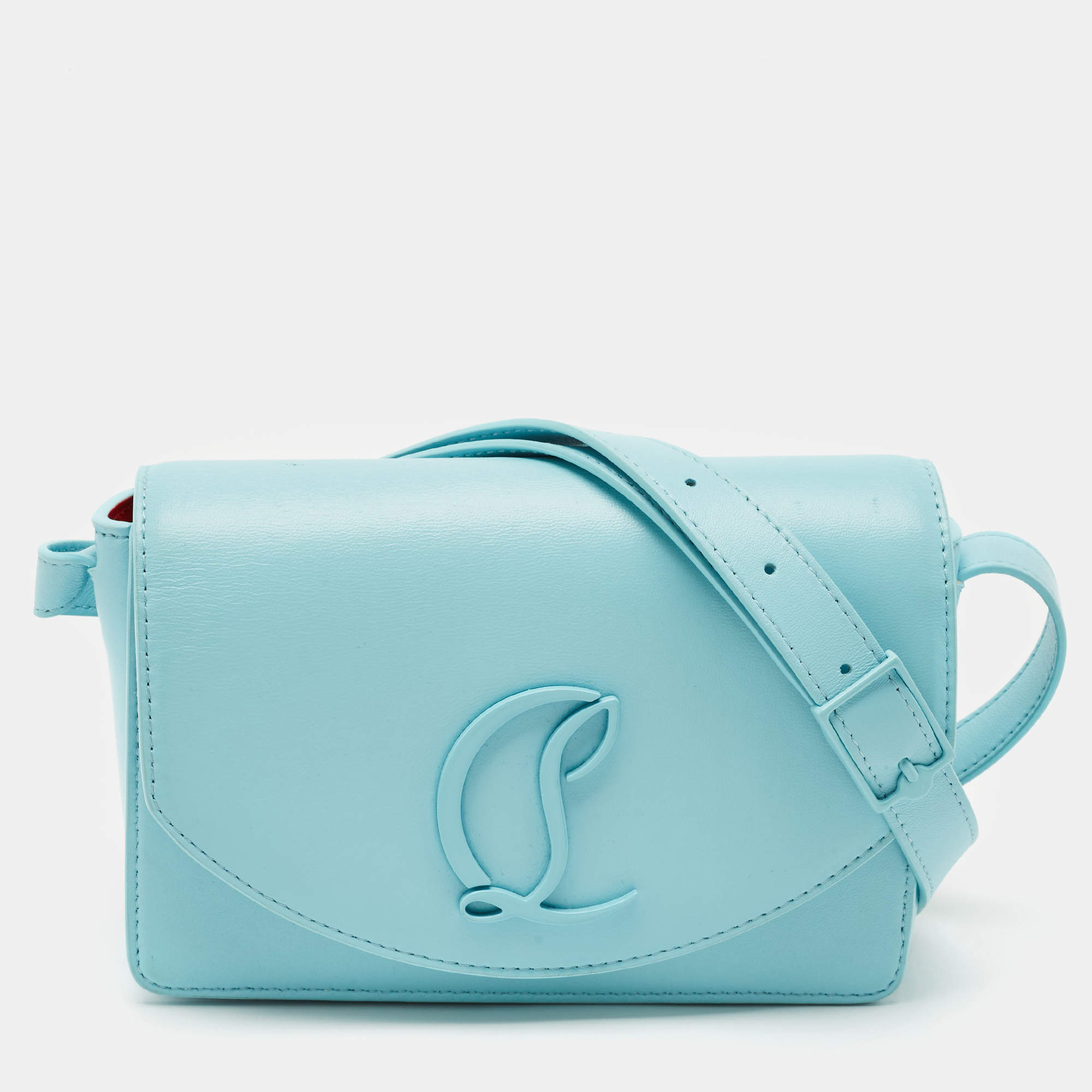 Christian Louboutin Light Blue Leather Small Loubi54 Shoulder Bag