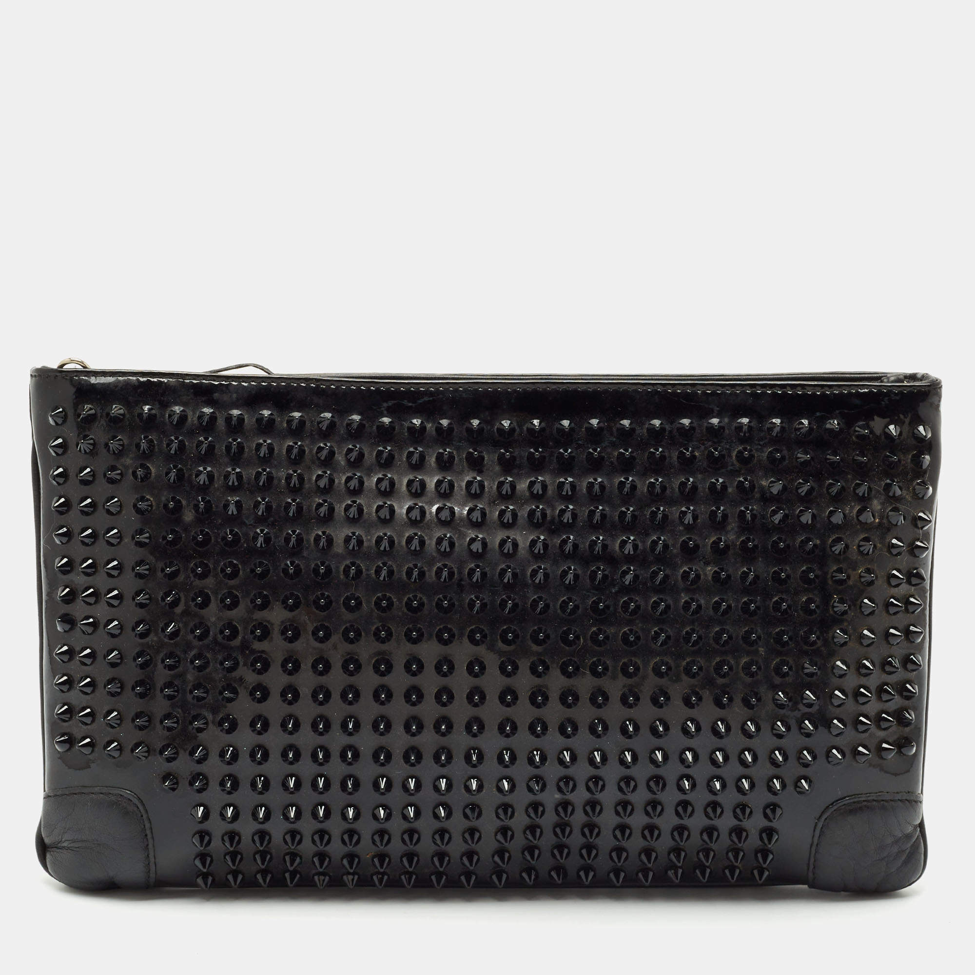 Christian Louboutin Black Patent and Leather Ruby Spike Clutch