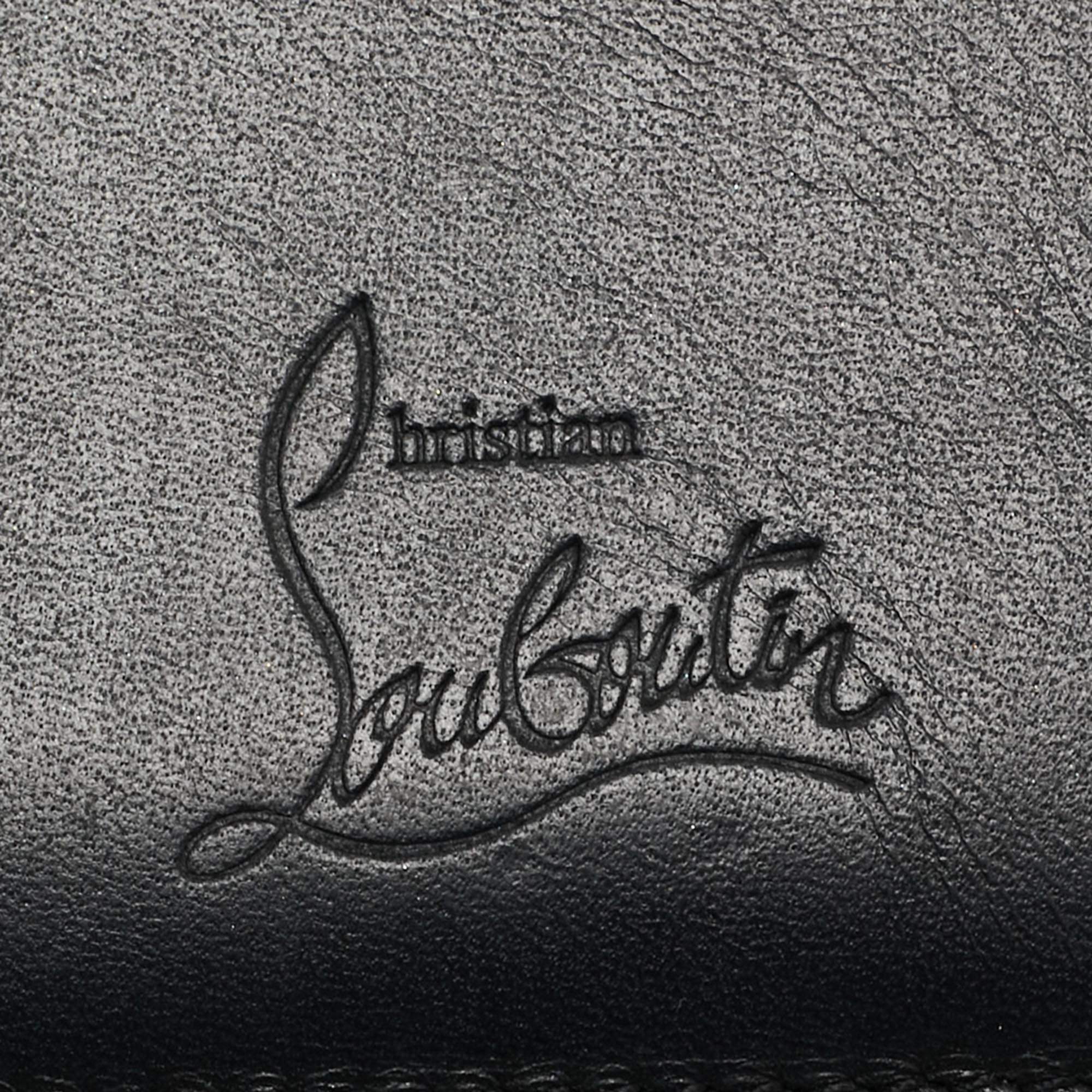 Pre Owned Christian Louboutin Black Leather Spikes Paros Wallet