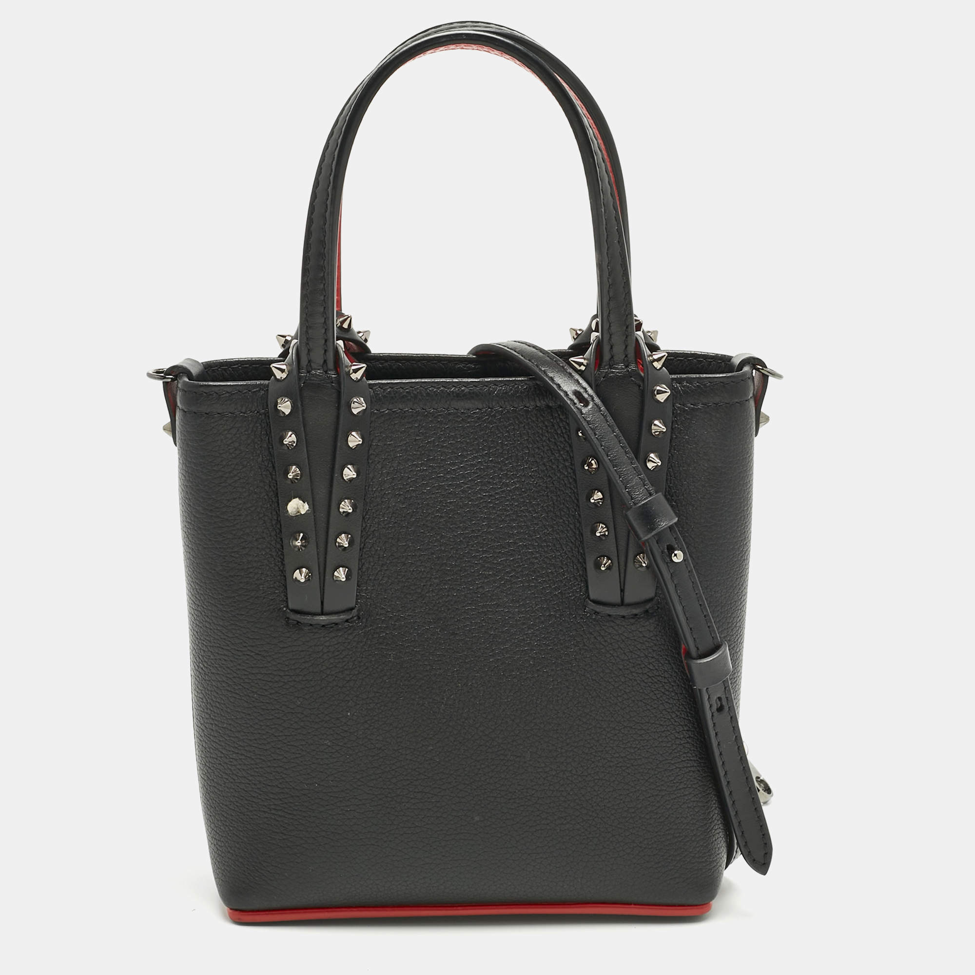 Pre Owned Christian Louboutin Black Leather Mini N/S Cabata Tote