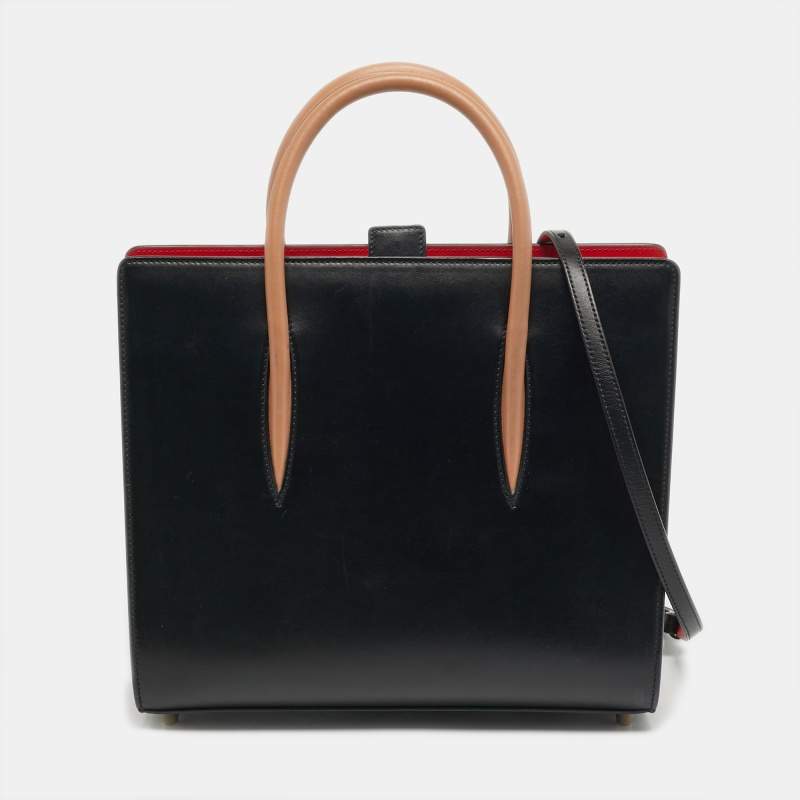 مملوكة مسبقًا Christian Louboutin Paloma Medium Black/Beige Leopard Print Patent and Leather Tote