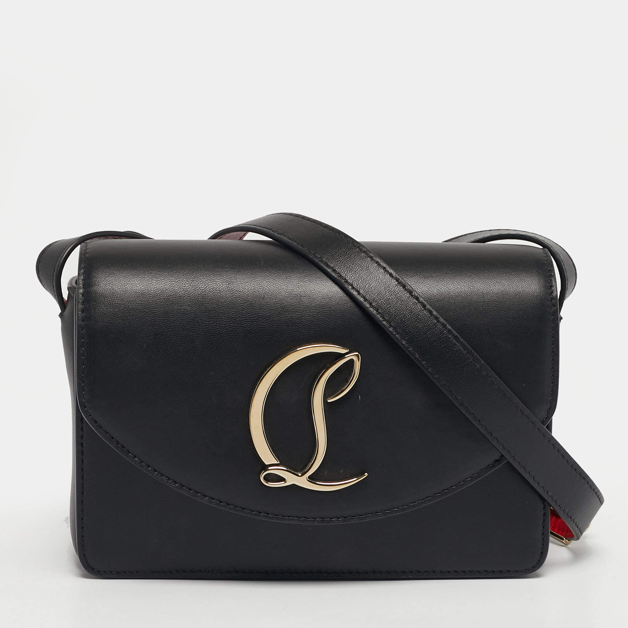 مملوكة مسبقًا Christian Louboutin Loubi54 Small Black Leather Shoulder Bag