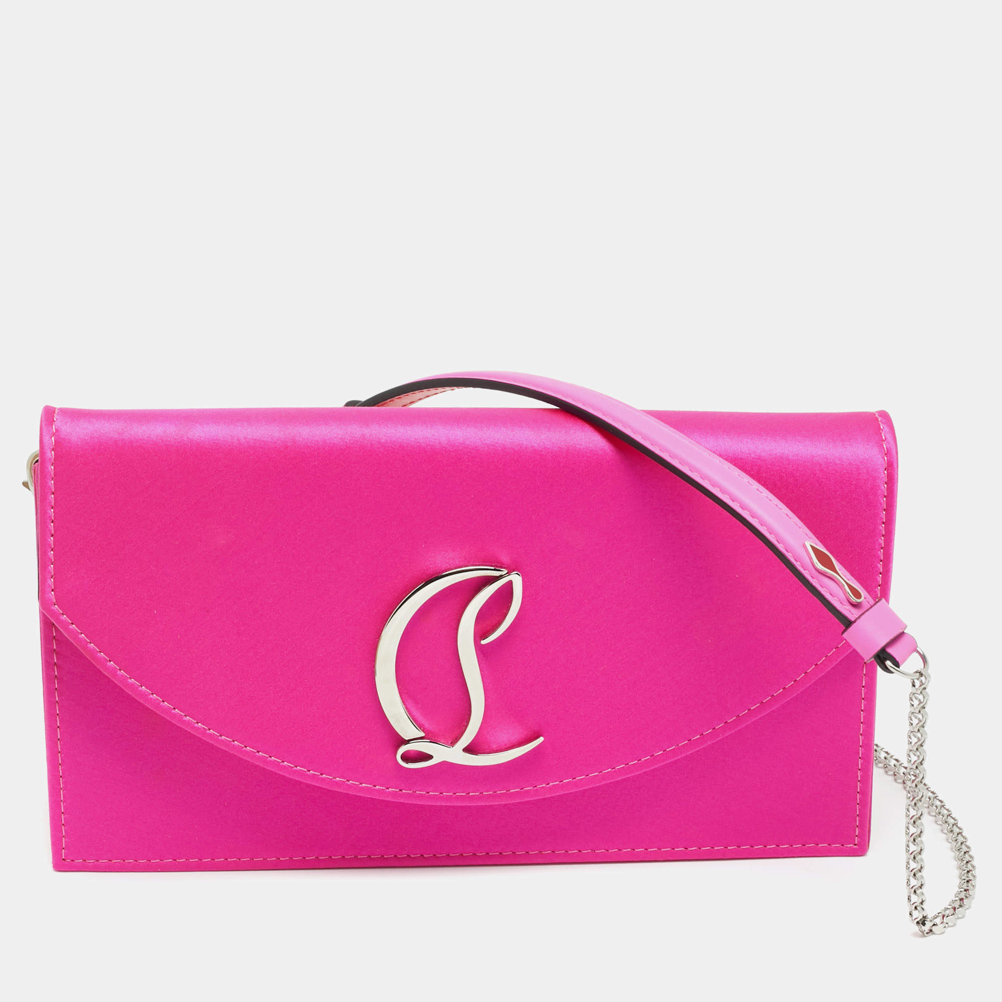 مملوكة مسبقًا Christian Louboutin Loubi54 Pink Satin Clutch Bag