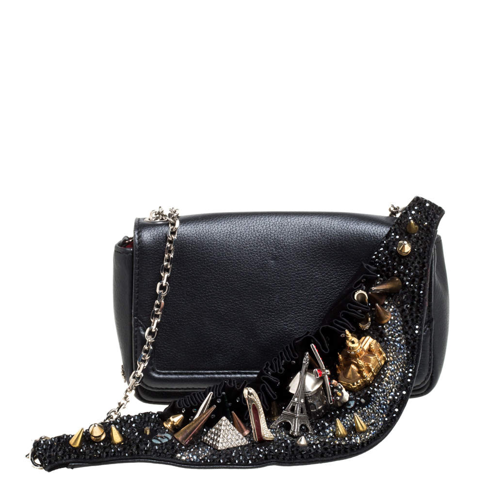 Christian Louboutin Black Leather Artemis Studded Shoulder Bag