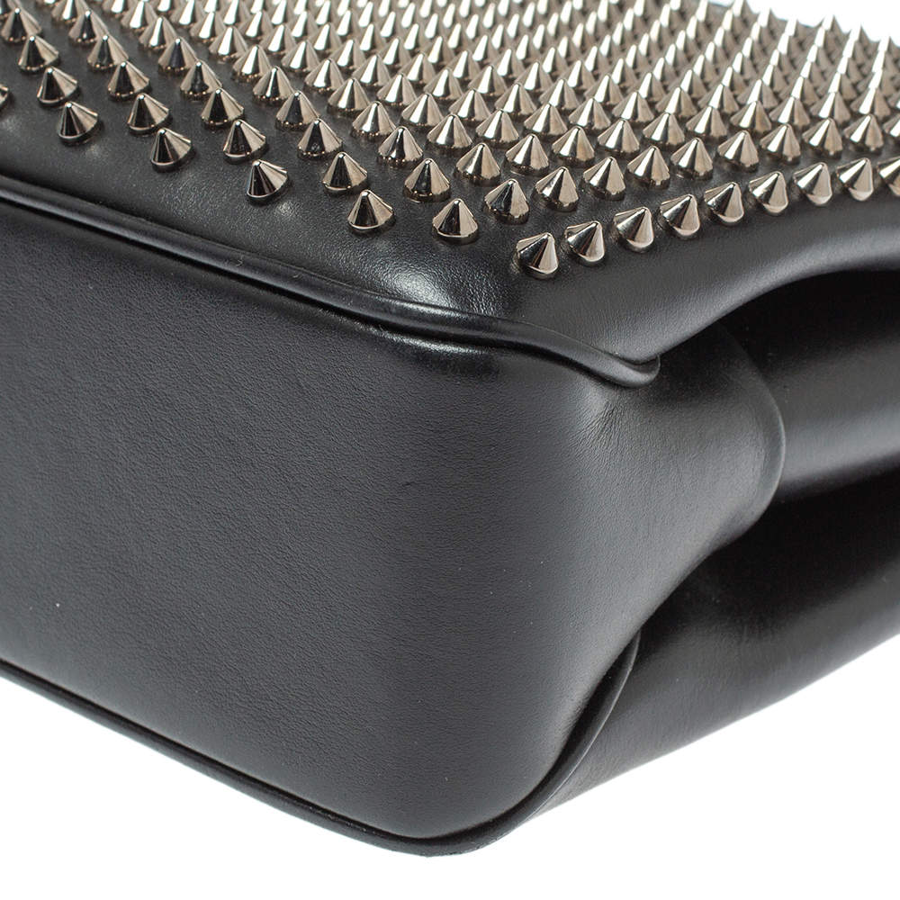 Christian Louboutin Triloubi Large Spiked Leather Shoulder Bag in Black