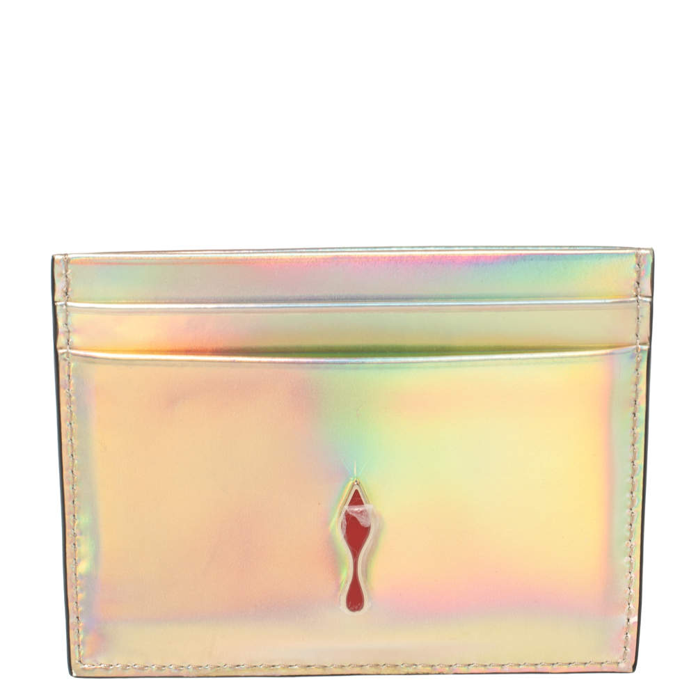 Christian Louboutin Silver Holographic Leather Card Holder