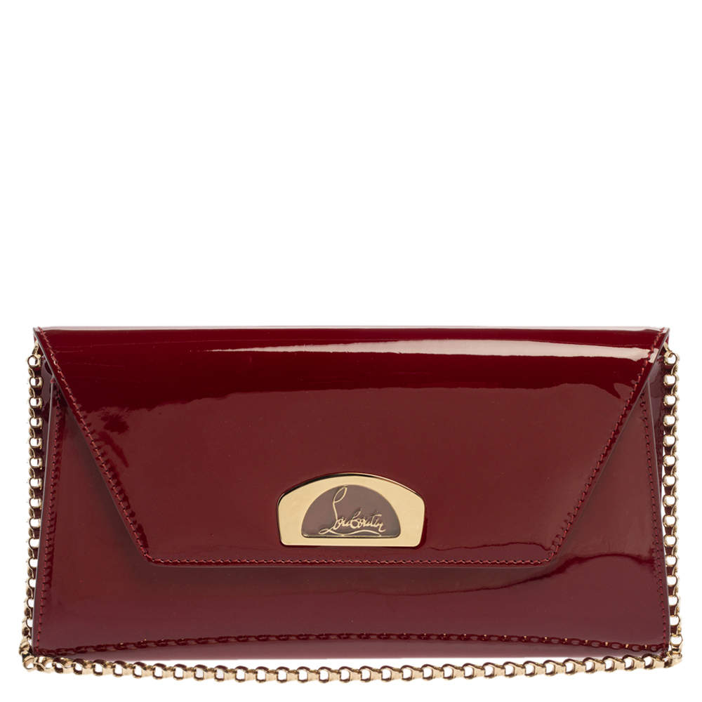 Christian Louboutin Red Patent Leather Vero Dodat Chain Clutch