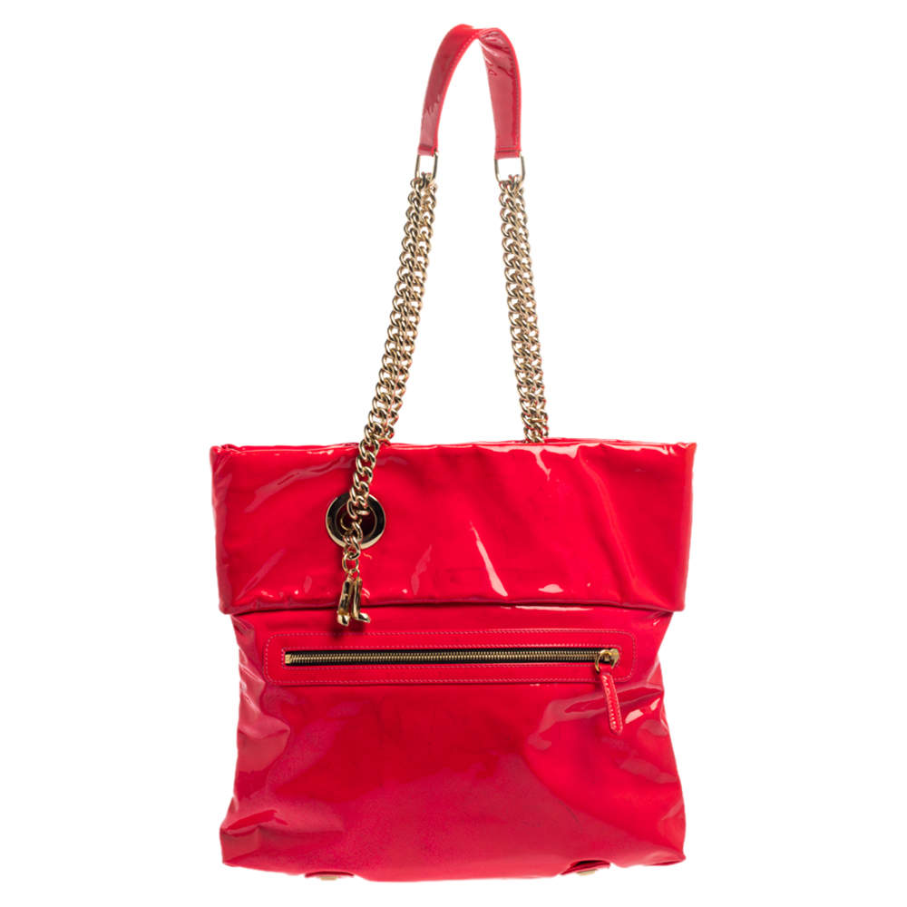 Christian Louboutin Neon Pink Patent Leather Chain Tote 